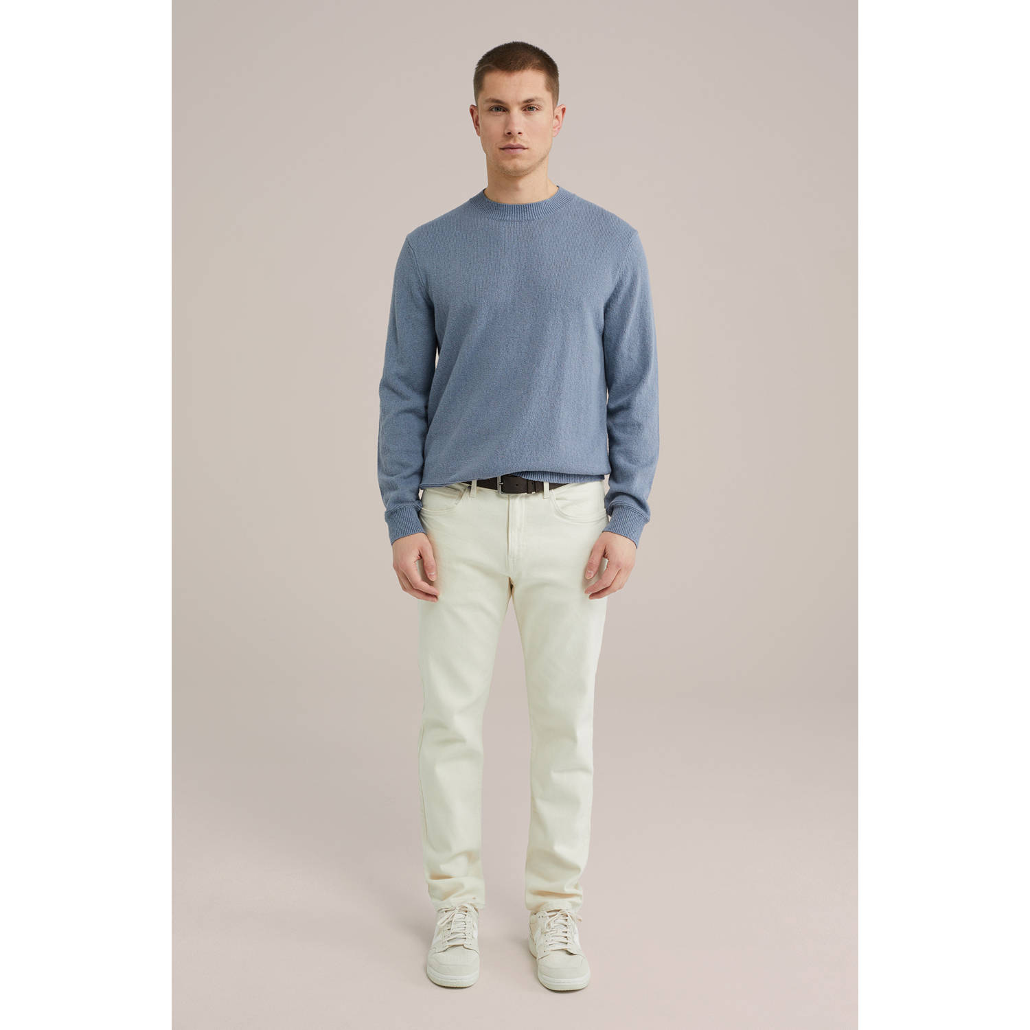 WE Fashion pullover fijn gebreid grijsblauw