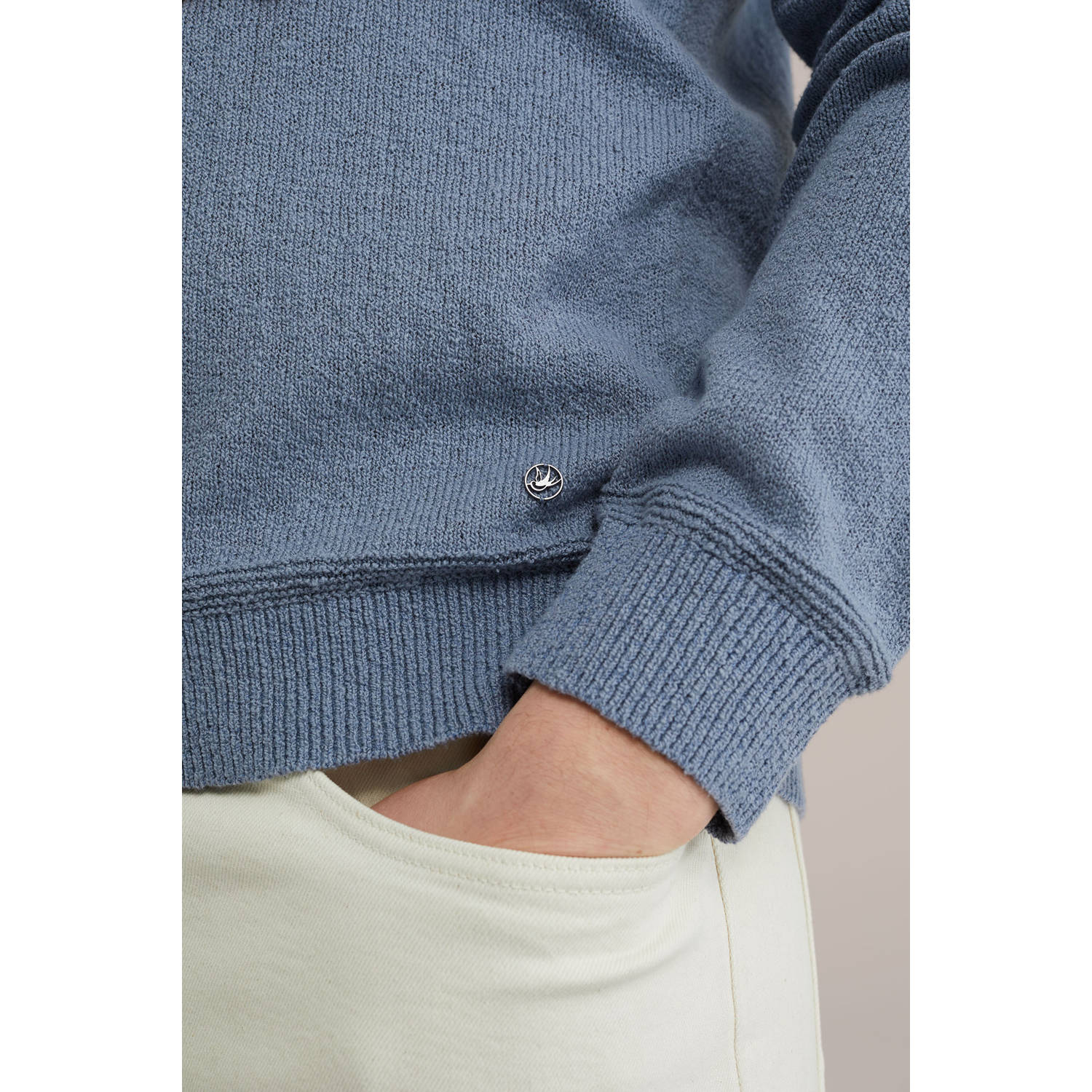 WE Fashion pullover fijn gebreid grijsblauw