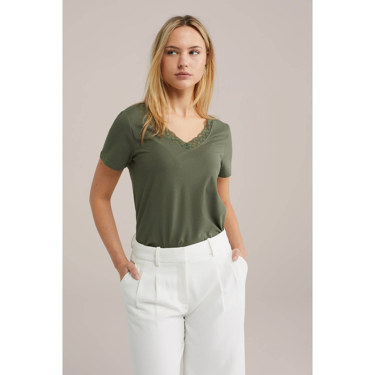 WE Fashion T-shirt donkergroen