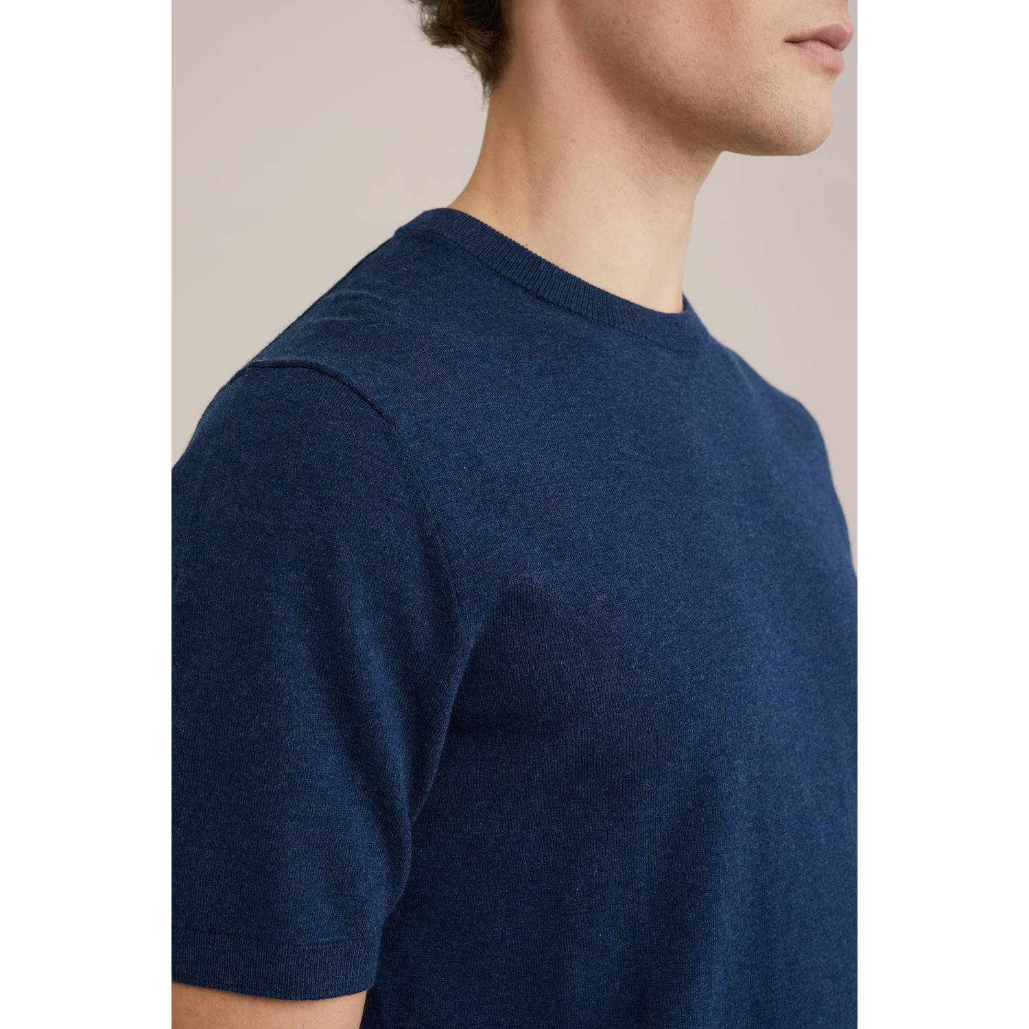 WE Fashion T-shirt fijn gebreid donkerblauw