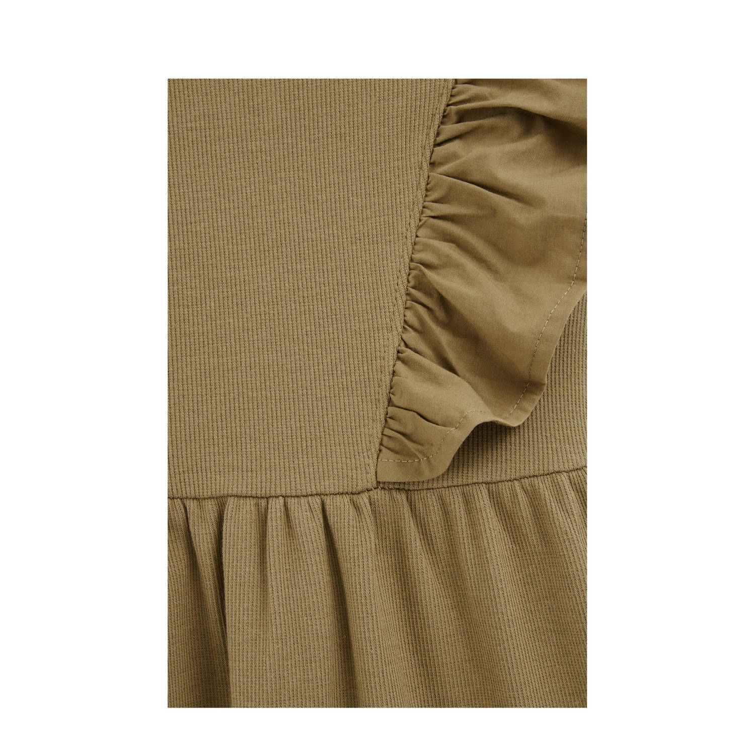 WE Fashion korte jurk rib gebreid kaki