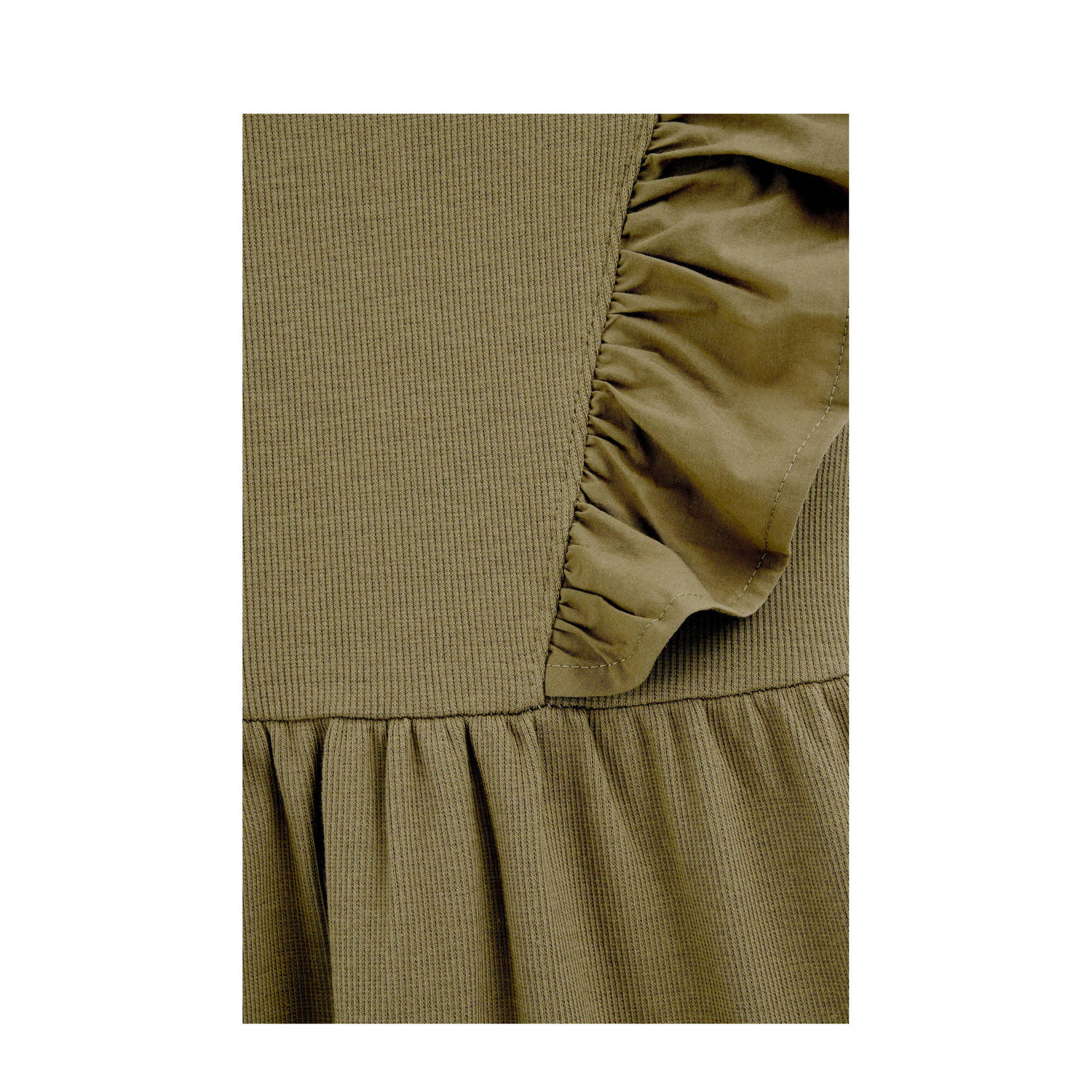 WE Fashion korte jurk rib gebreid kaki