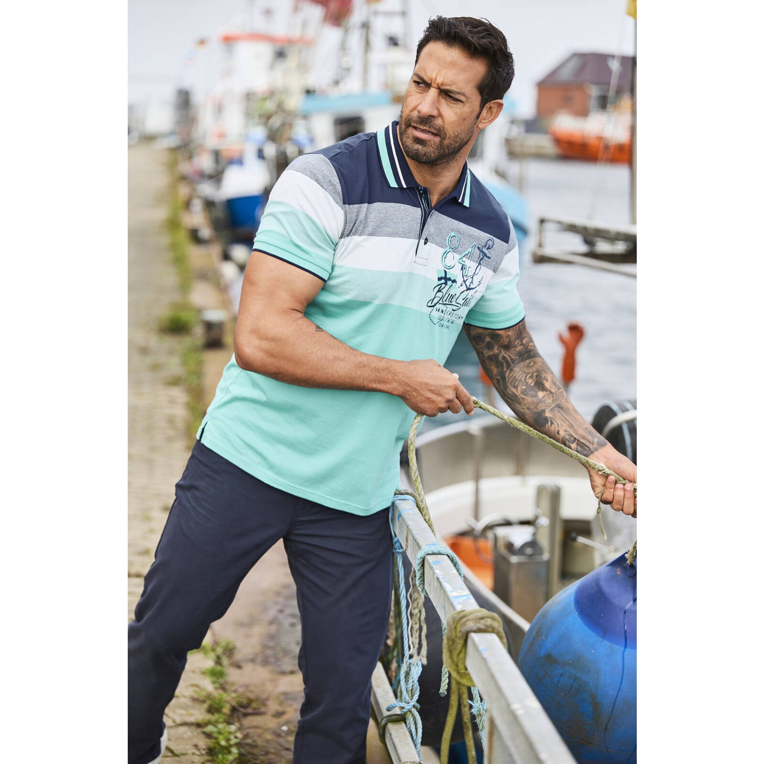 Jan Vanderstorm polo Plus Size SNORSE turquoise