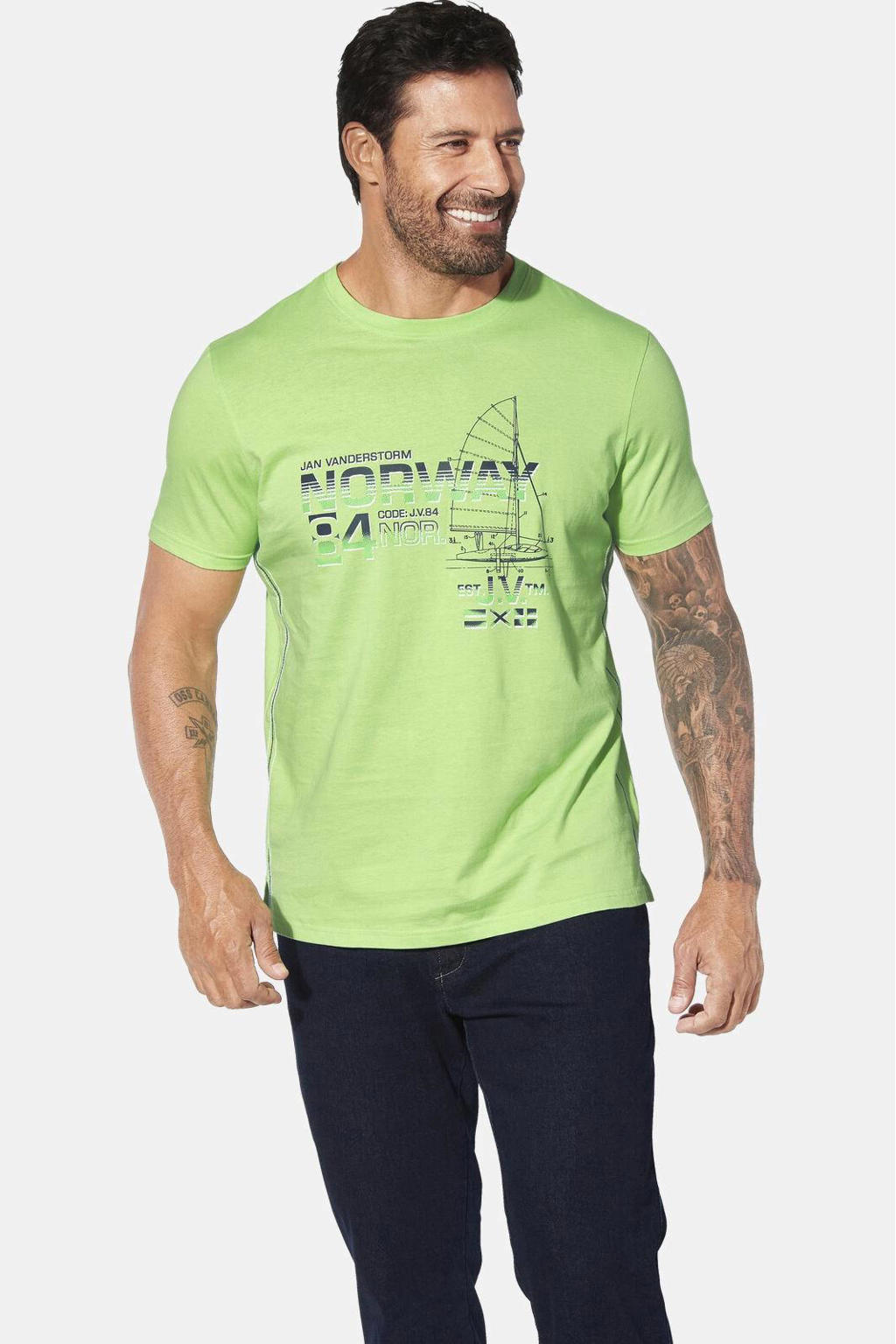 Jan Vanderstorm +FIT Collectie EILI loose T-shirt Plus Size lichtgroen