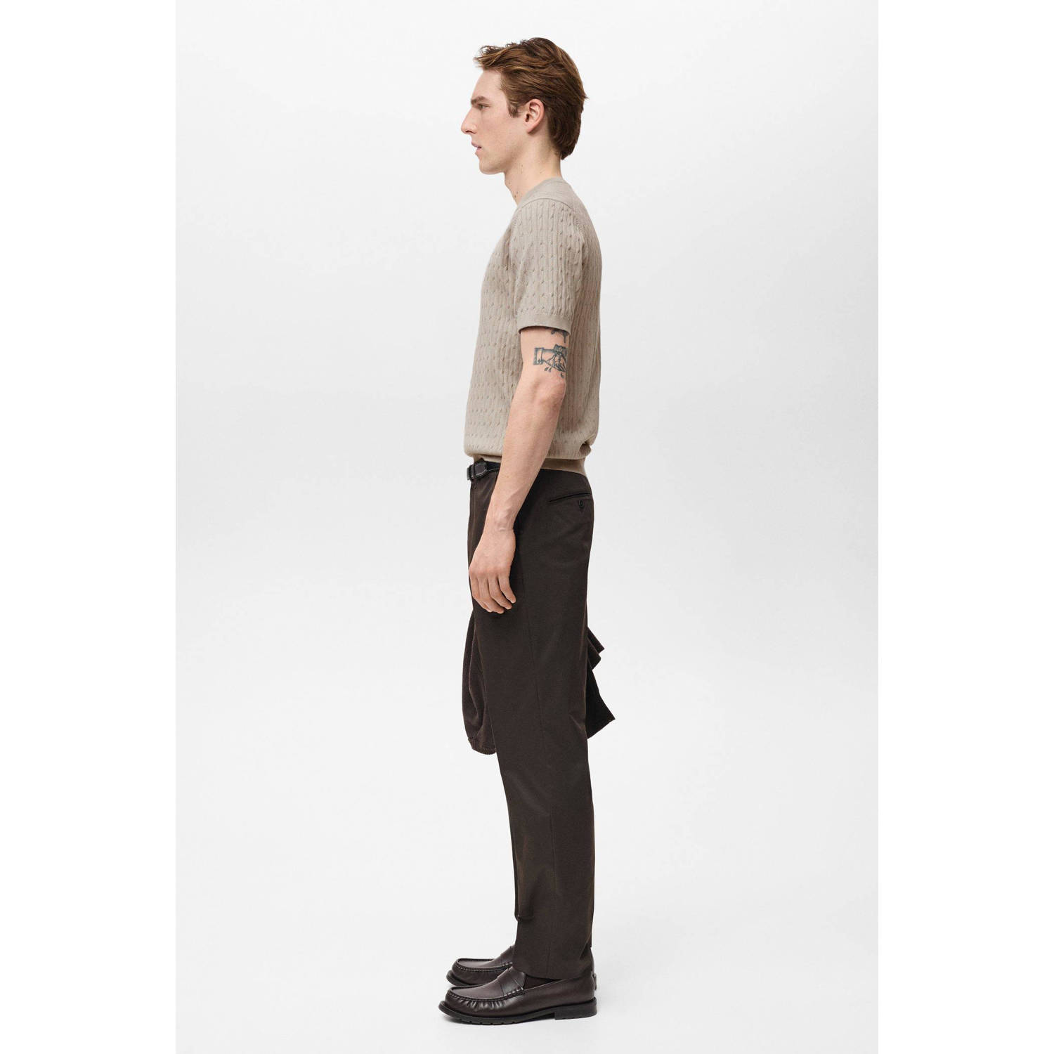 Mango Man T-shirt gebreid beige