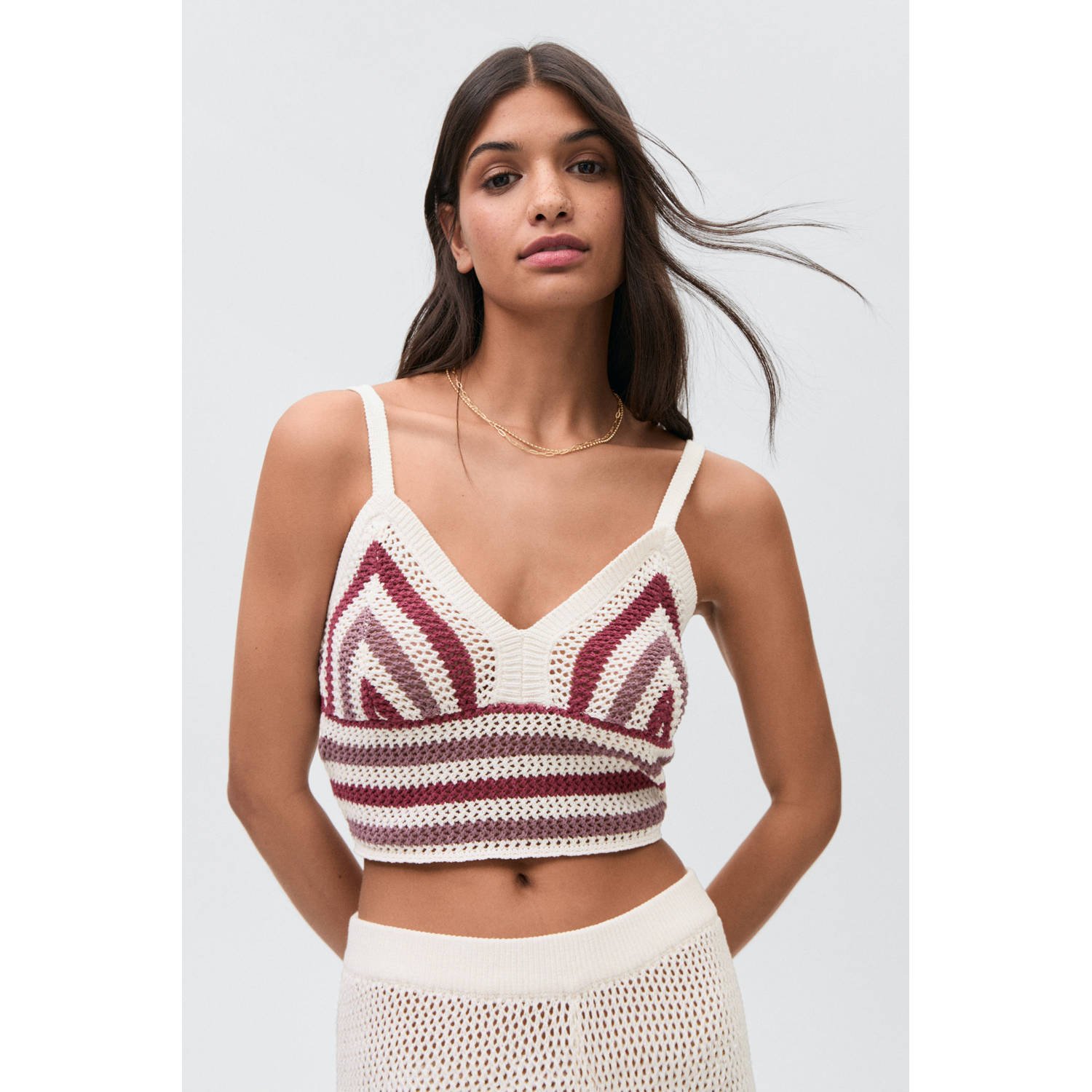 MANGO TEEN cropped top ecru ajour