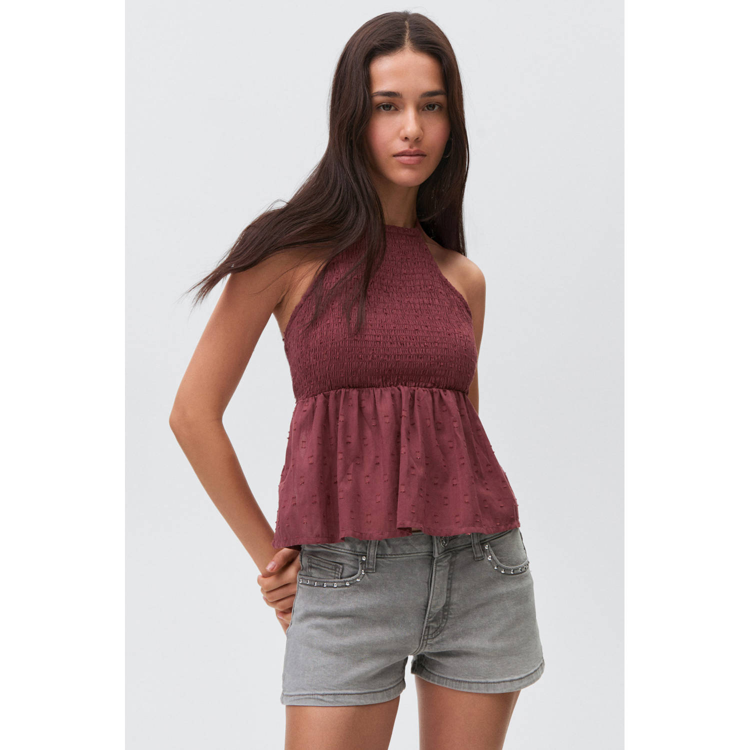 MANGO TEEN haltertop donkerrood