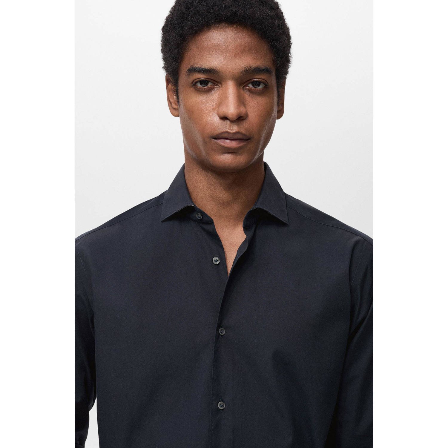 Mango Man zakelijk overhemd donkerblauw