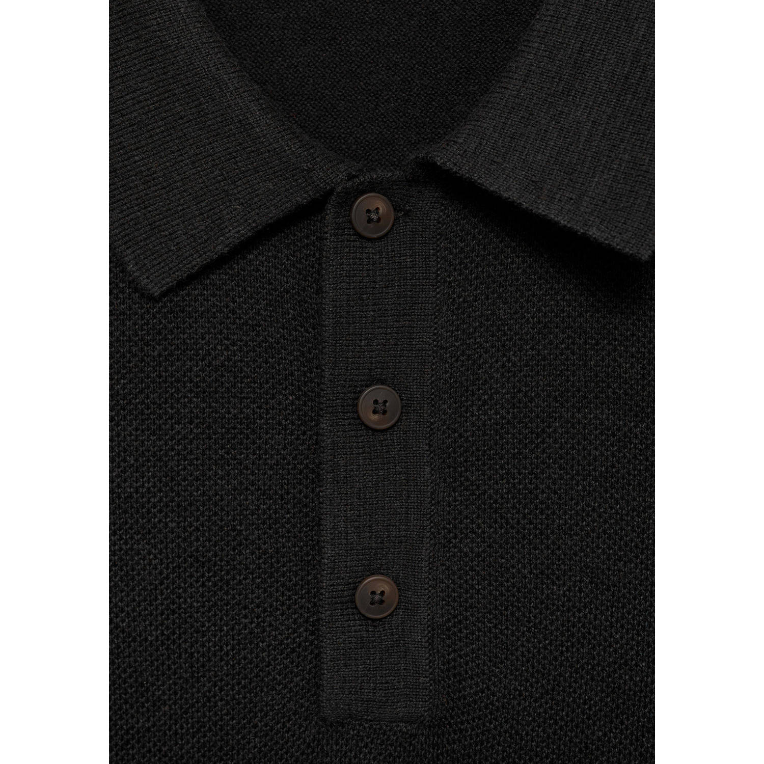 Mango Man polo fijn gebreid zwart