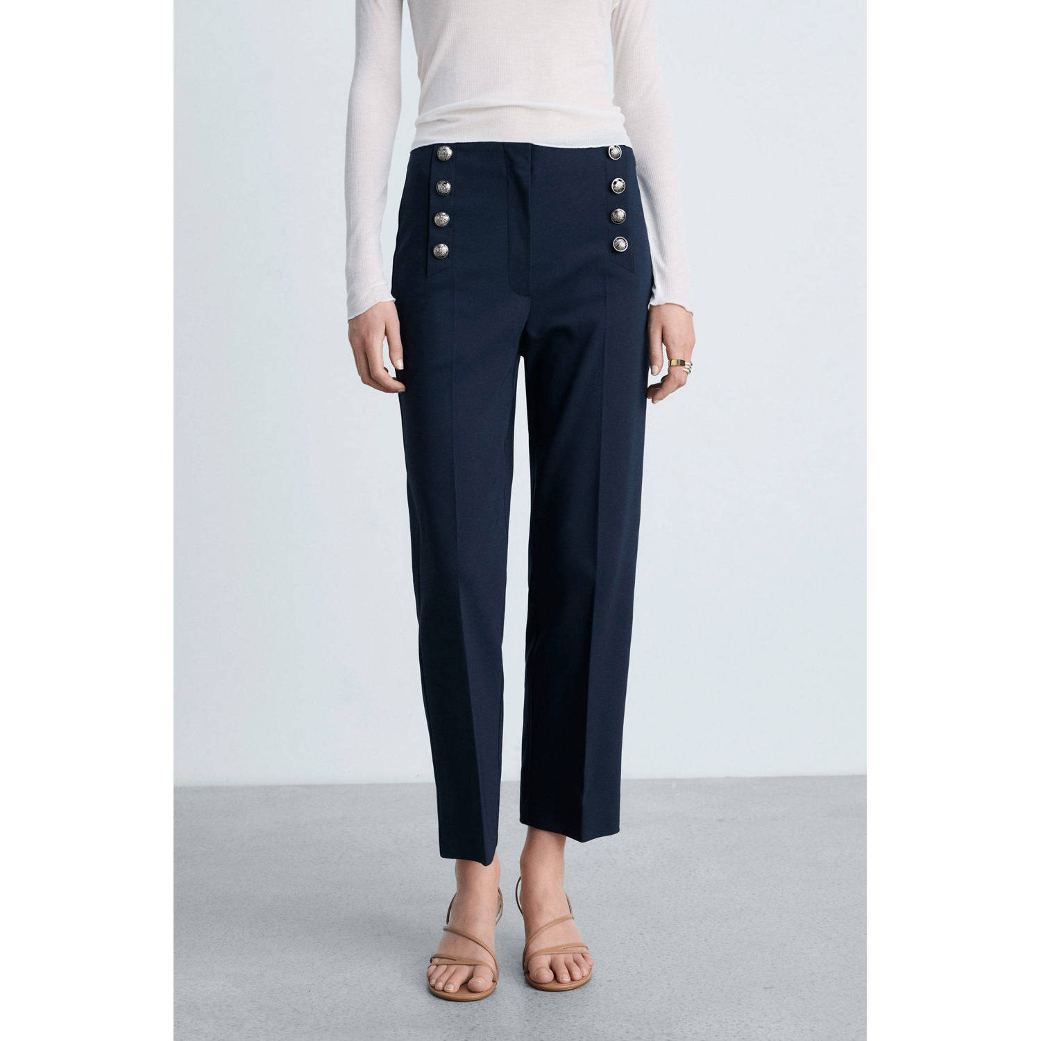 Mango slim regular waist broek marine