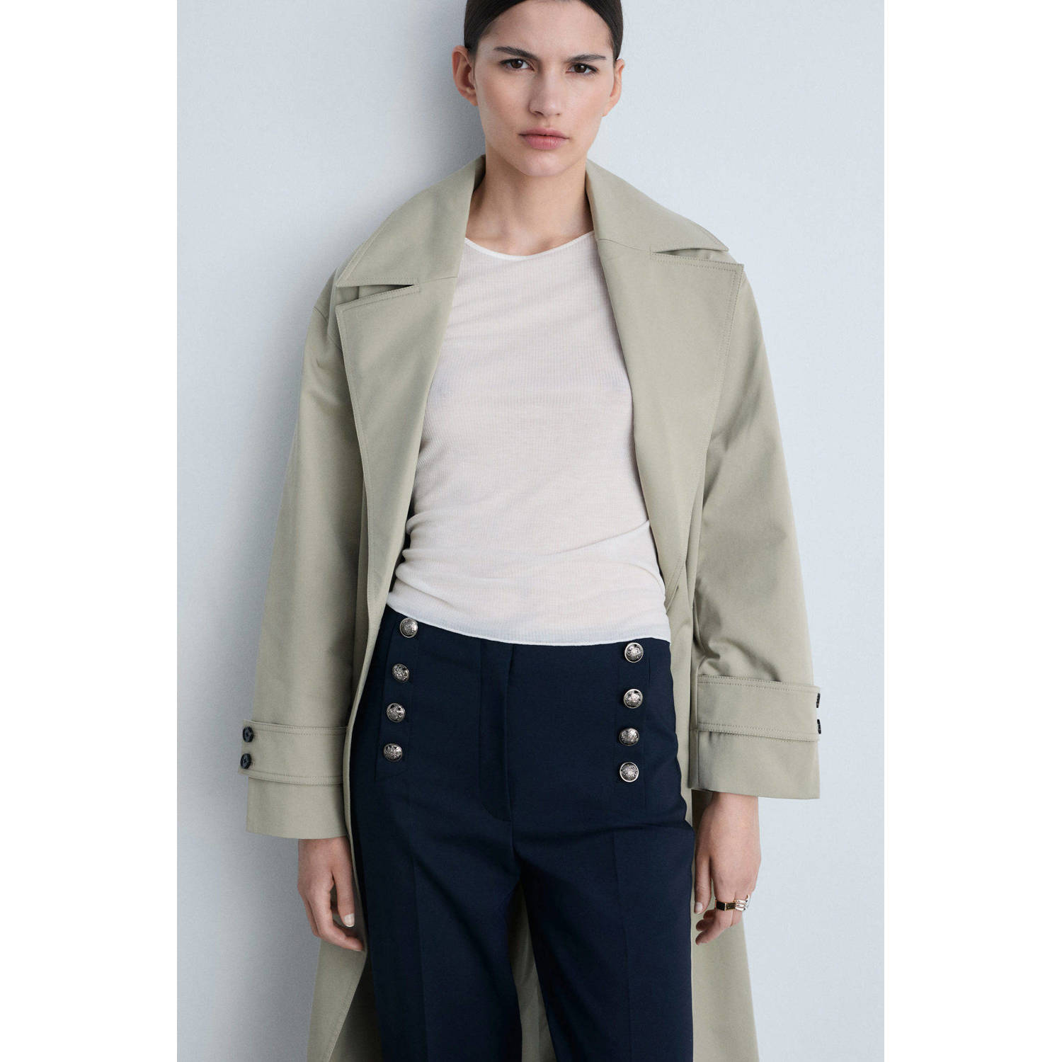 Mango slim regular waist broek marine
