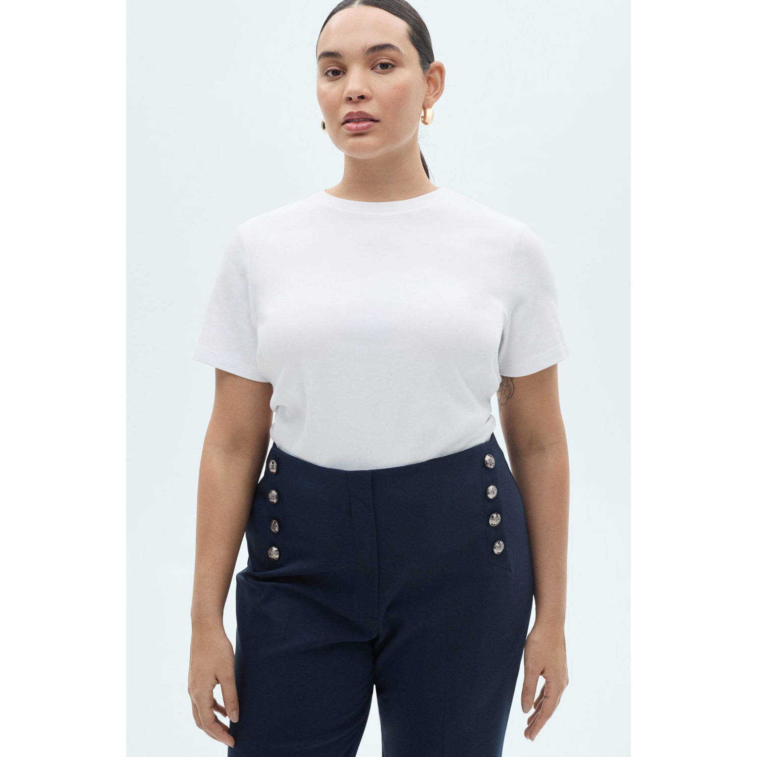 Mango slim regular waist broek marine