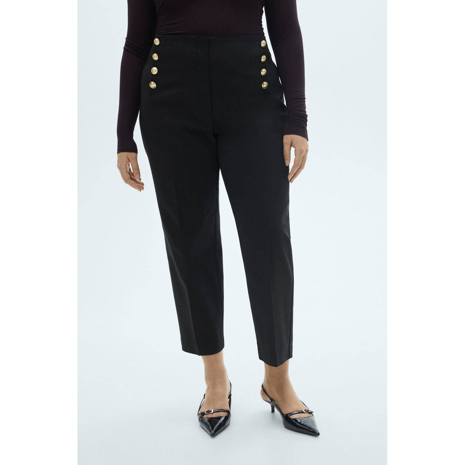 Mango slim regular waist broek zwart