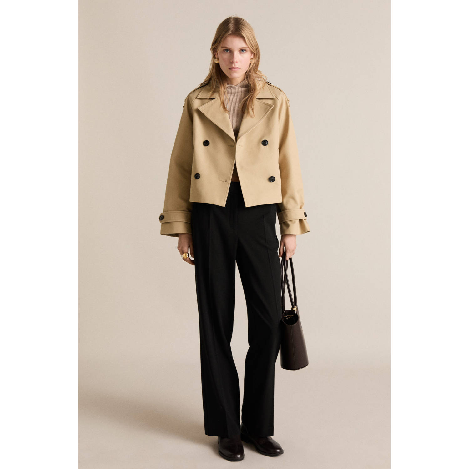 Mango straight regular waist pantalon zwart