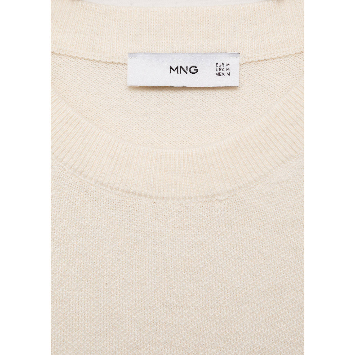 Mango Man T-shirt fijn gebreid ecru