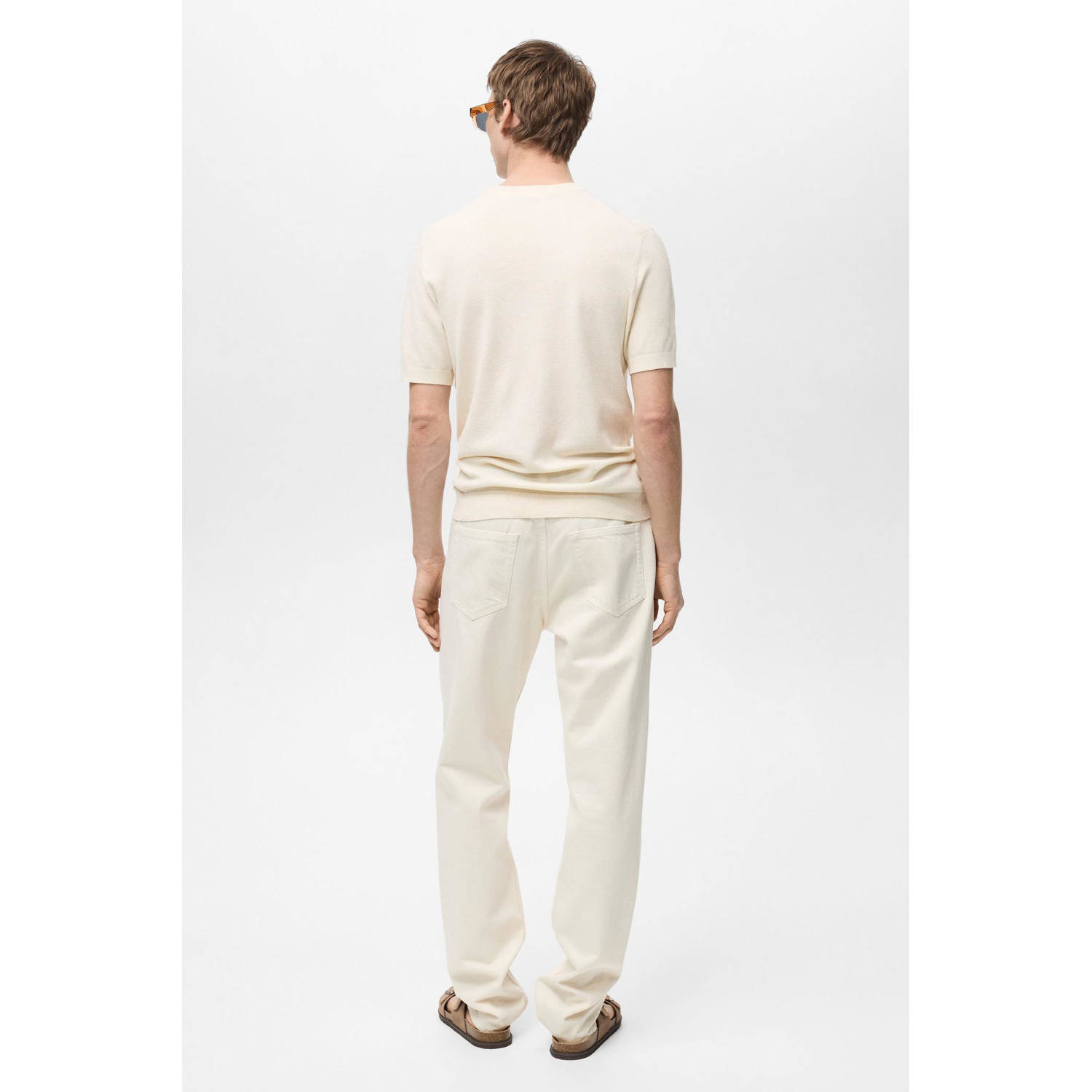 Mango Man T-shirt fijn gebreid ecru