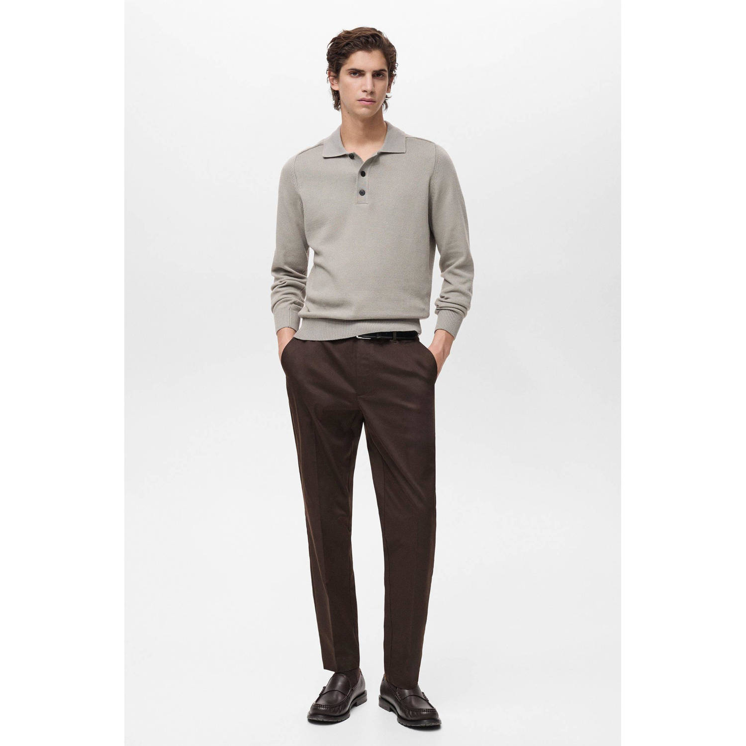 Mango Man slim chino donkerbruin