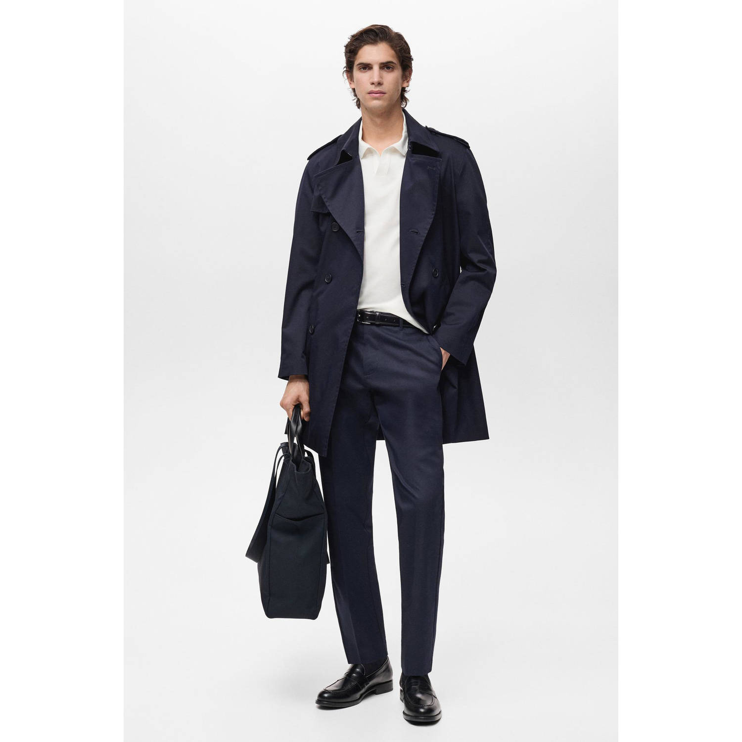Mango Man slim chino donkerblauw