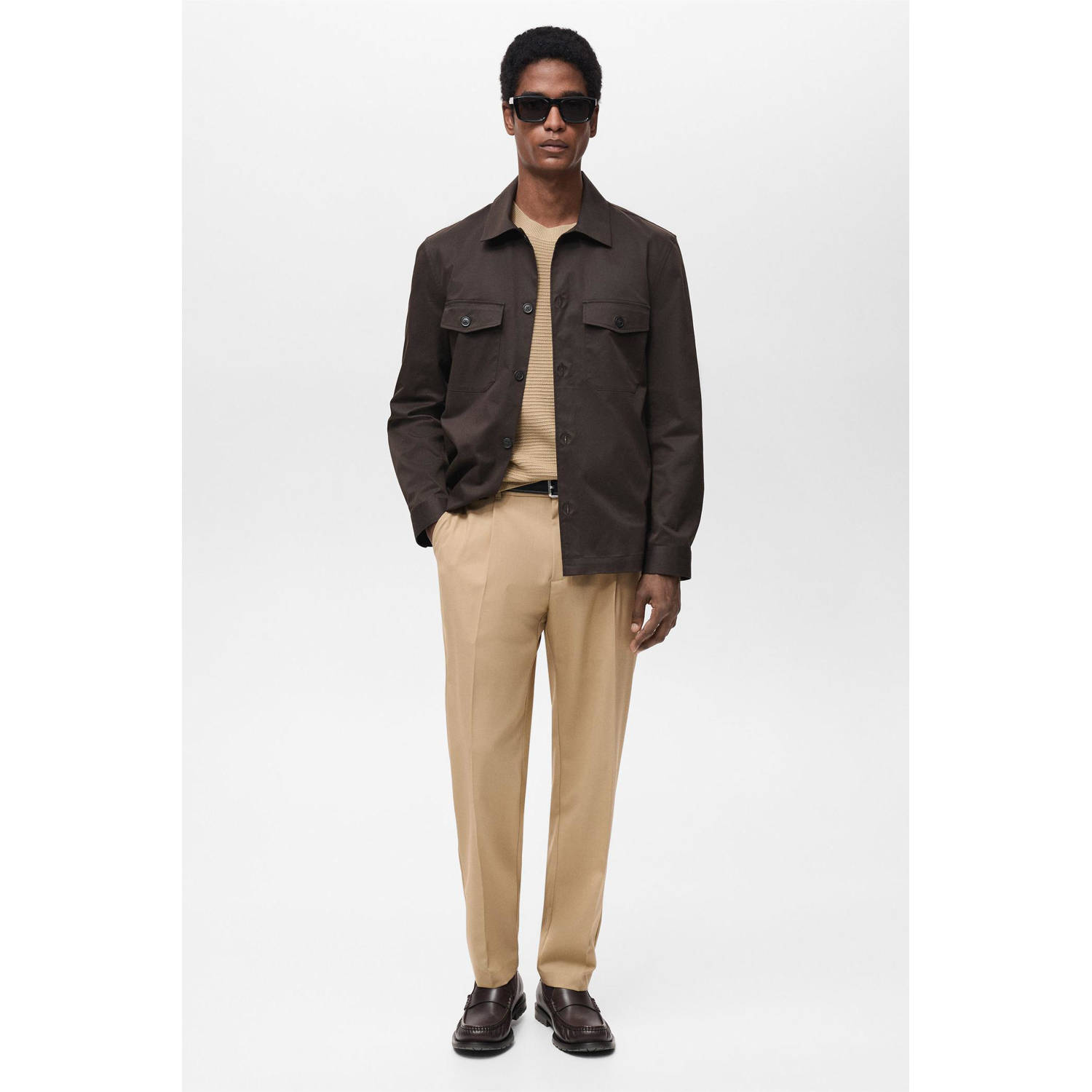 Mango Man slim chino lichtbruin