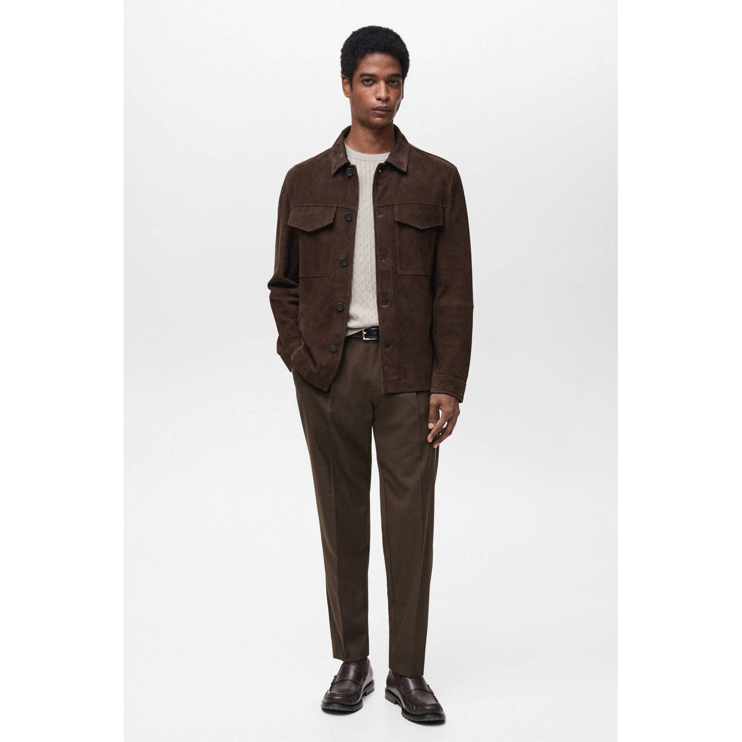 Mango Man slim chino donkerbruin
