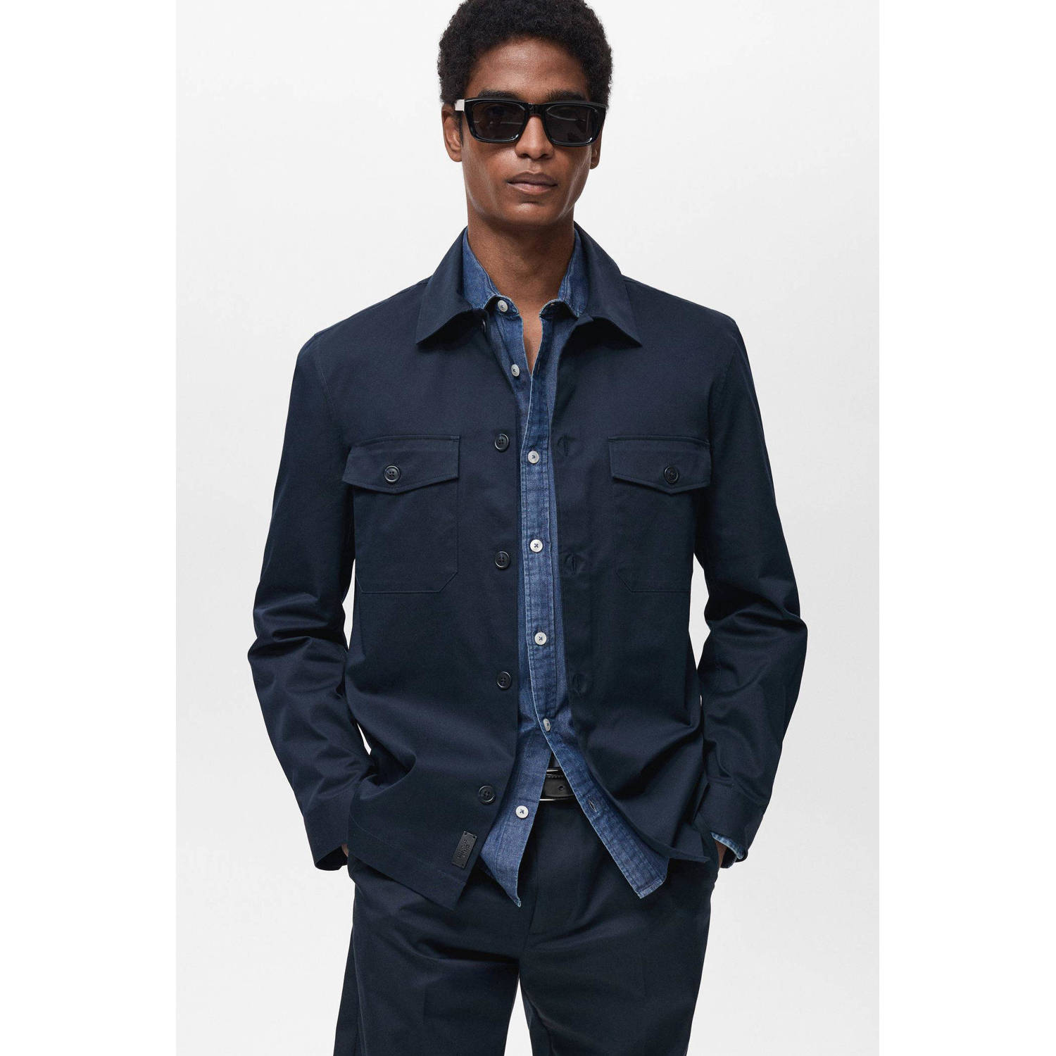 Mango Man overshirt donkerblauw