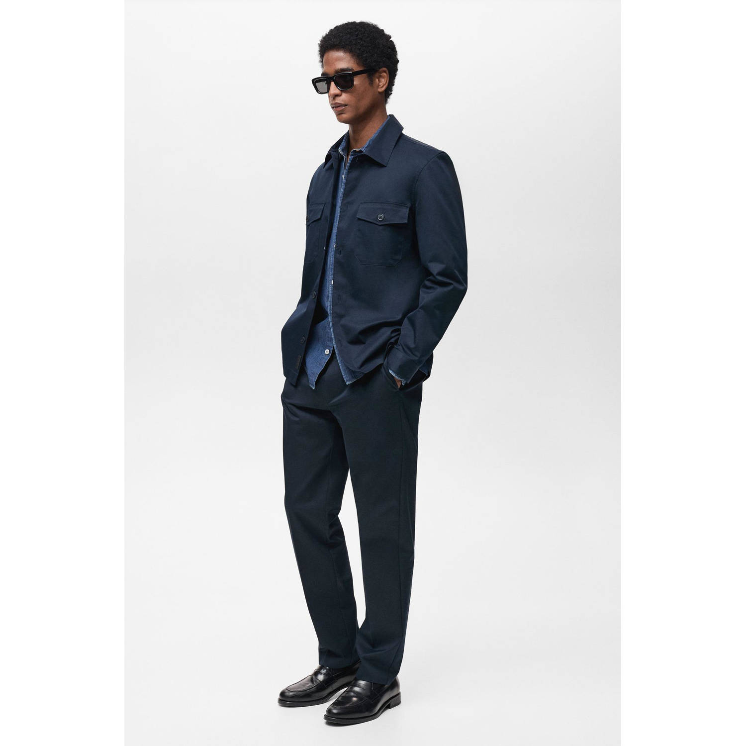 Mango Man overshirt donkerblauw