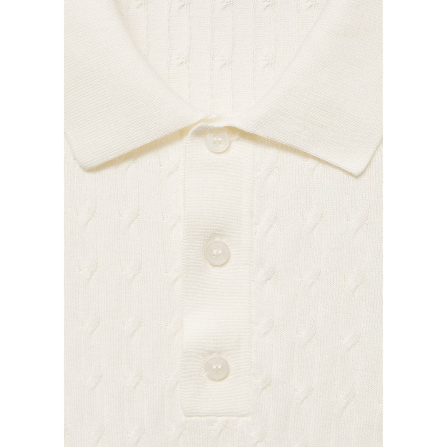 Mango Man regular polo gebreid ecru