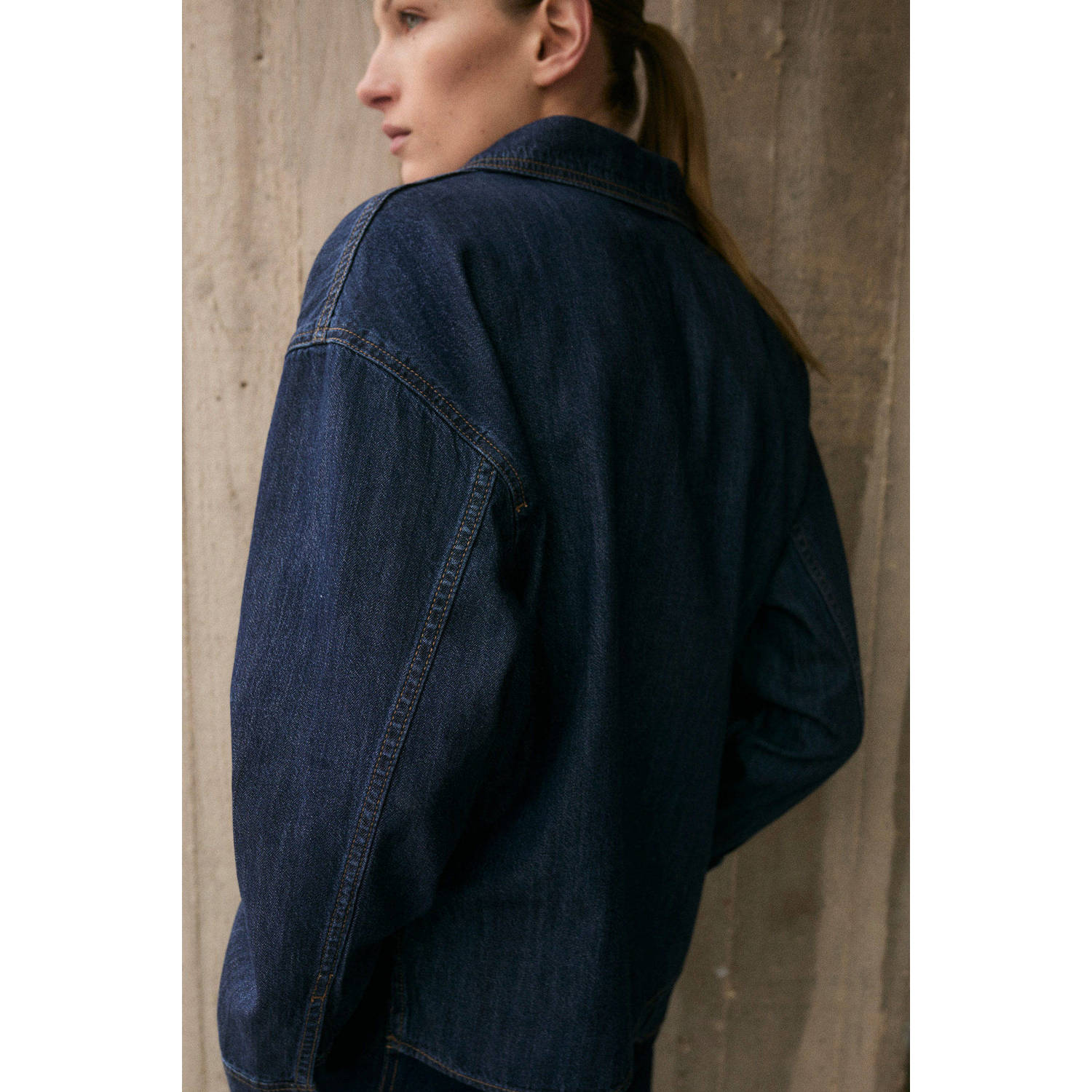 Mango top dark blue denim