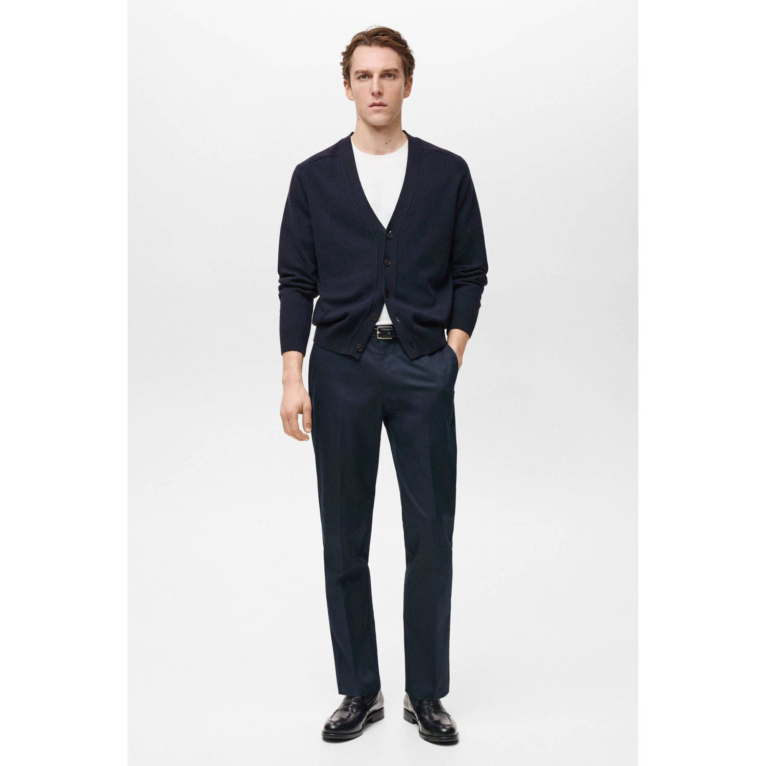 Mango Man gebreid vest donkerblauw