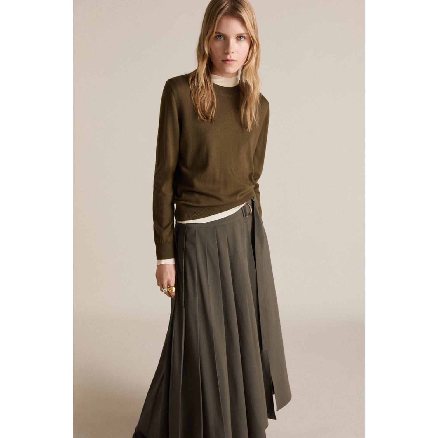 Mango midi rok bruin