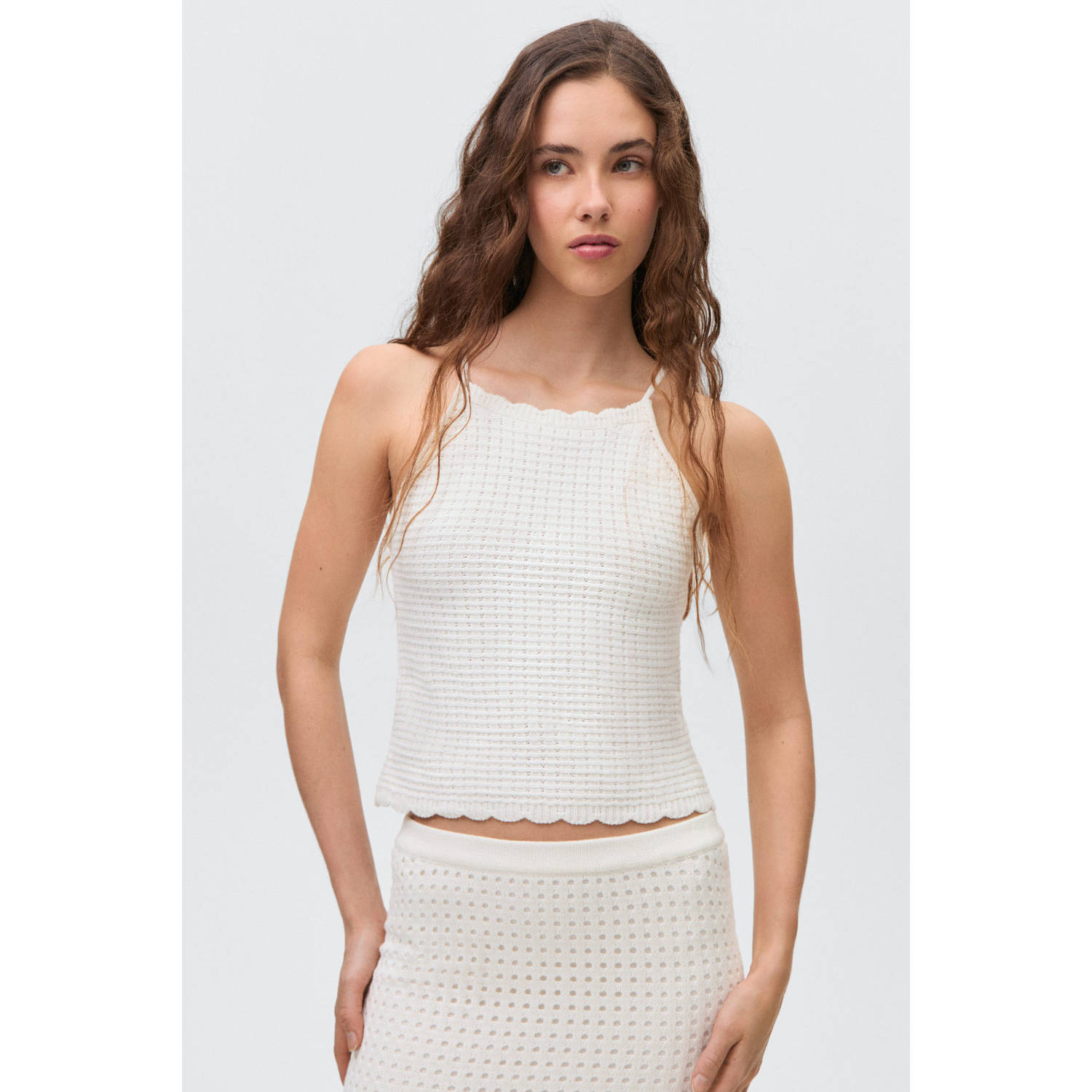 MANGO TEEN maxi rok ajour ecru