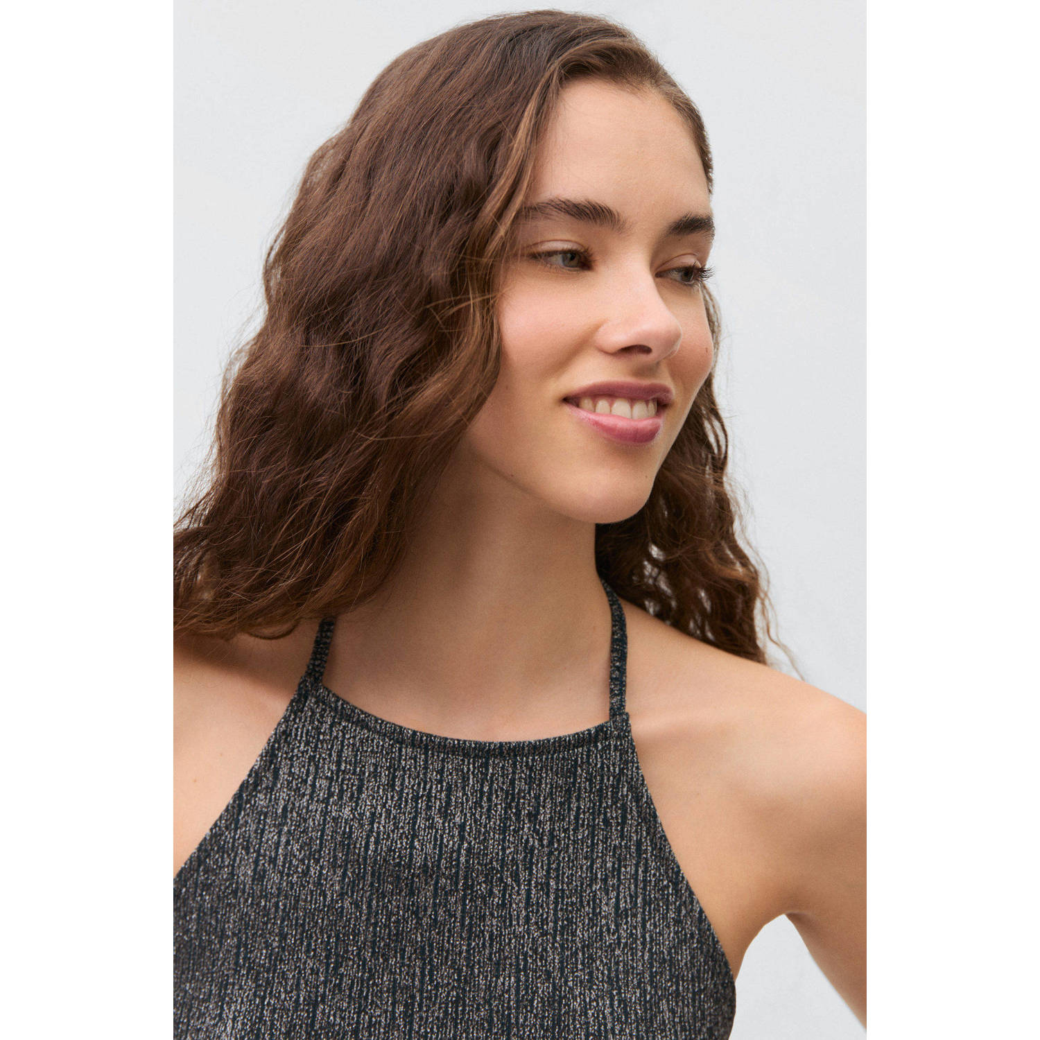 MANGO TEEN haltertop donkerblauw met glitter