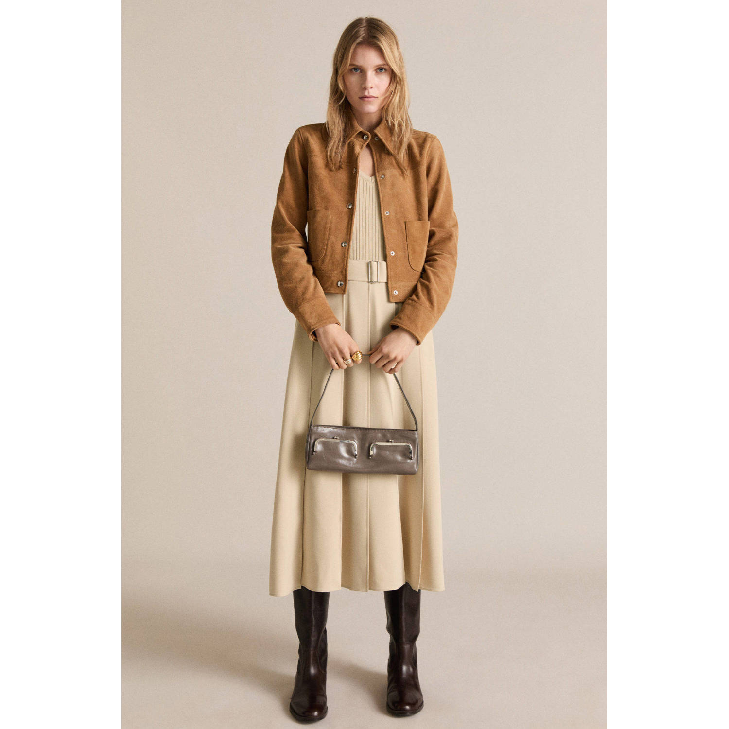Mango suede jasje camel