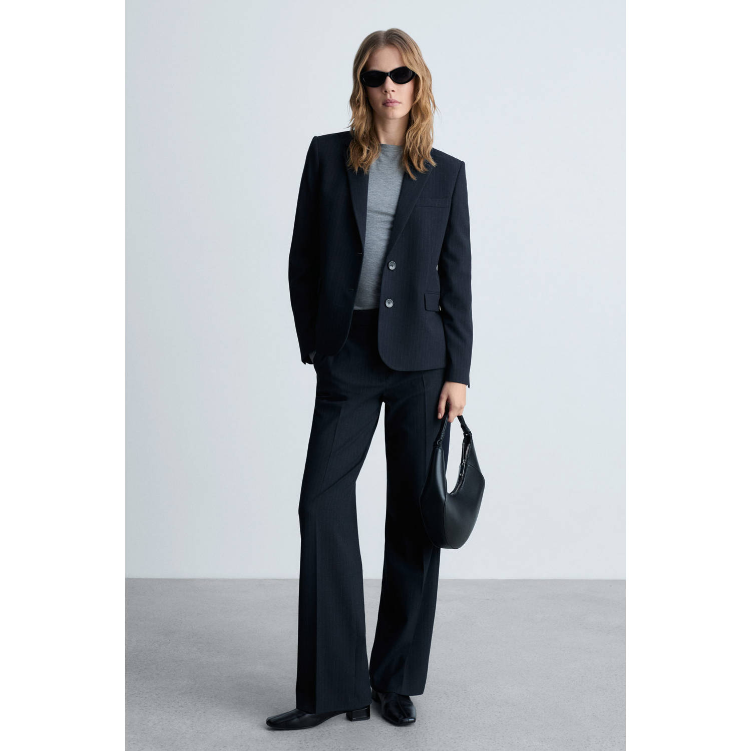 Mango regular blazer donkerblauw