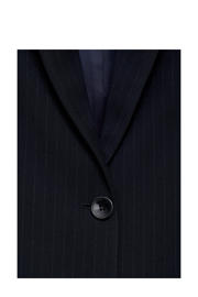 thumbnail: Donkerblauwe dames Mango regular blazer van polyester met krijtstreepprint, lange mouwen, klassieke kraag en knoopsluiting