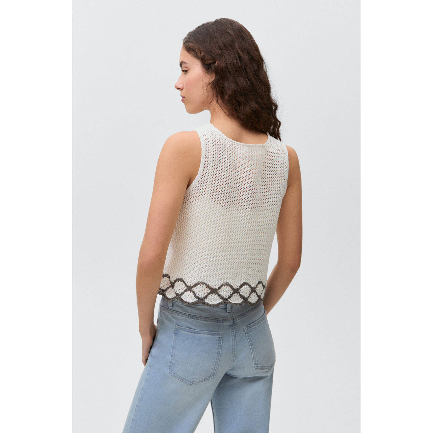 MANGO TEEN mouwloze top wit gehaakt