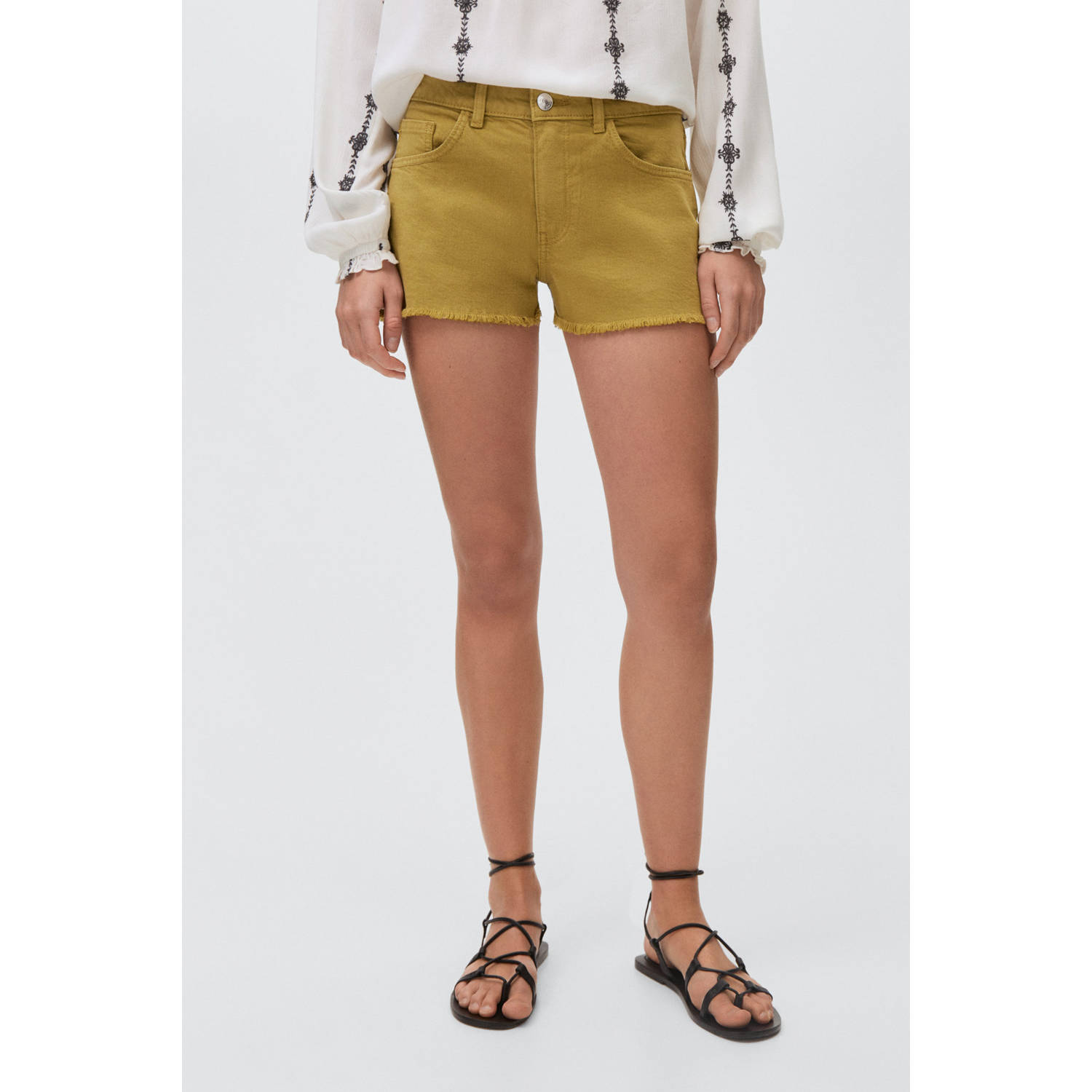 MANGO TEEN denim short geel