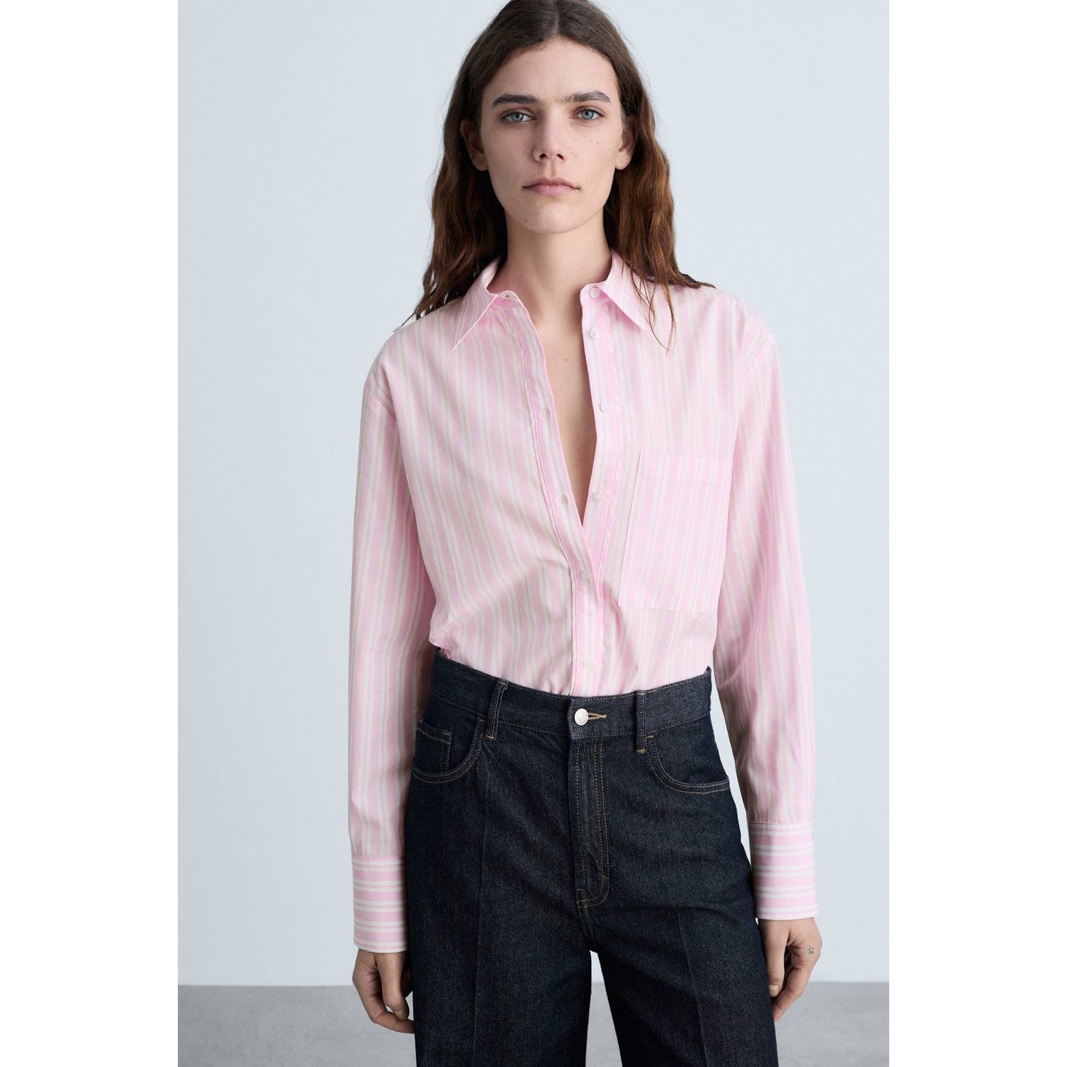 Mango blouse lichtroze