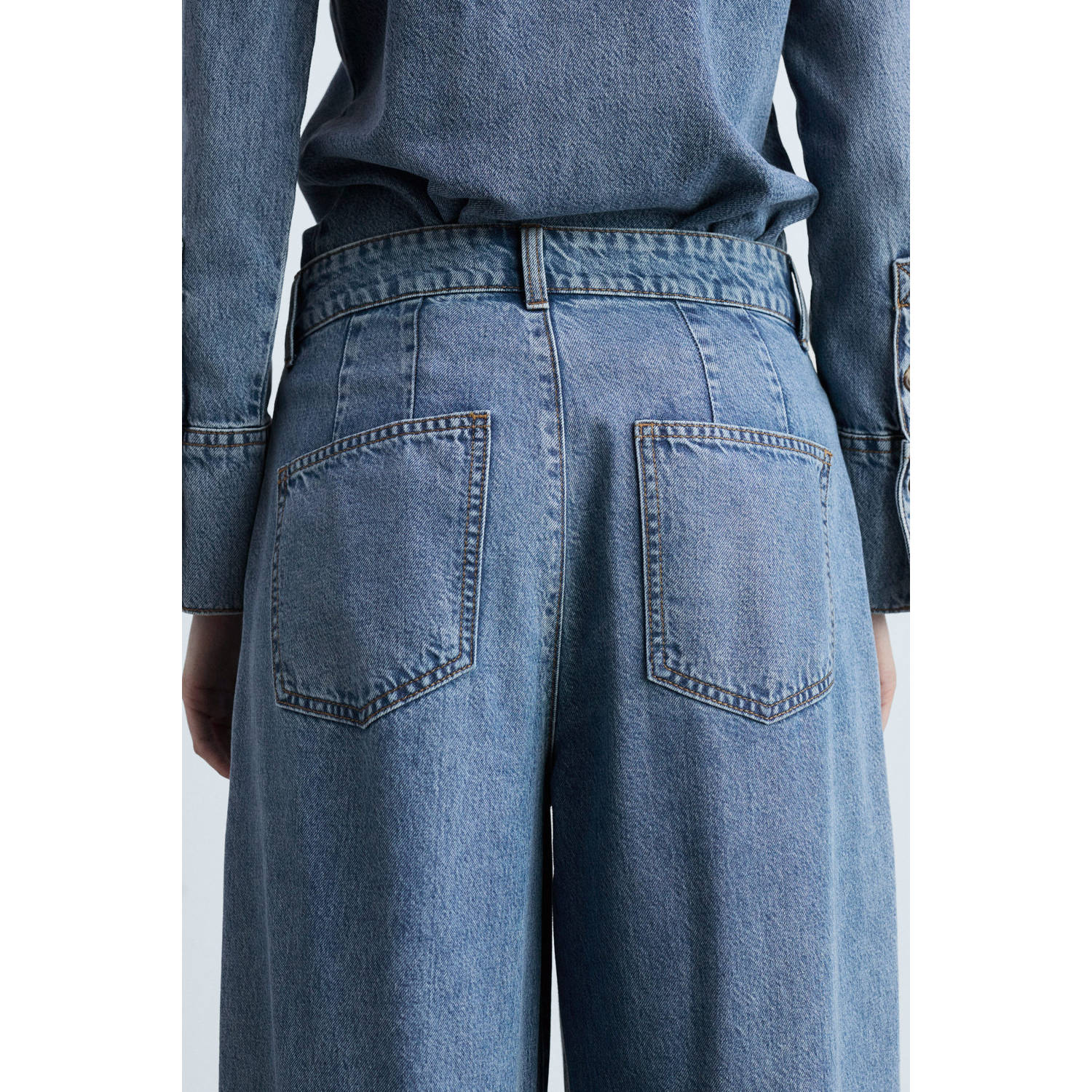 Mango wide leg jeans medium blue denim