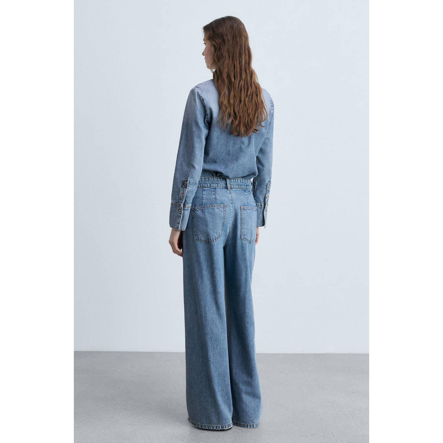 Mango wide leg jeans medium blue denim