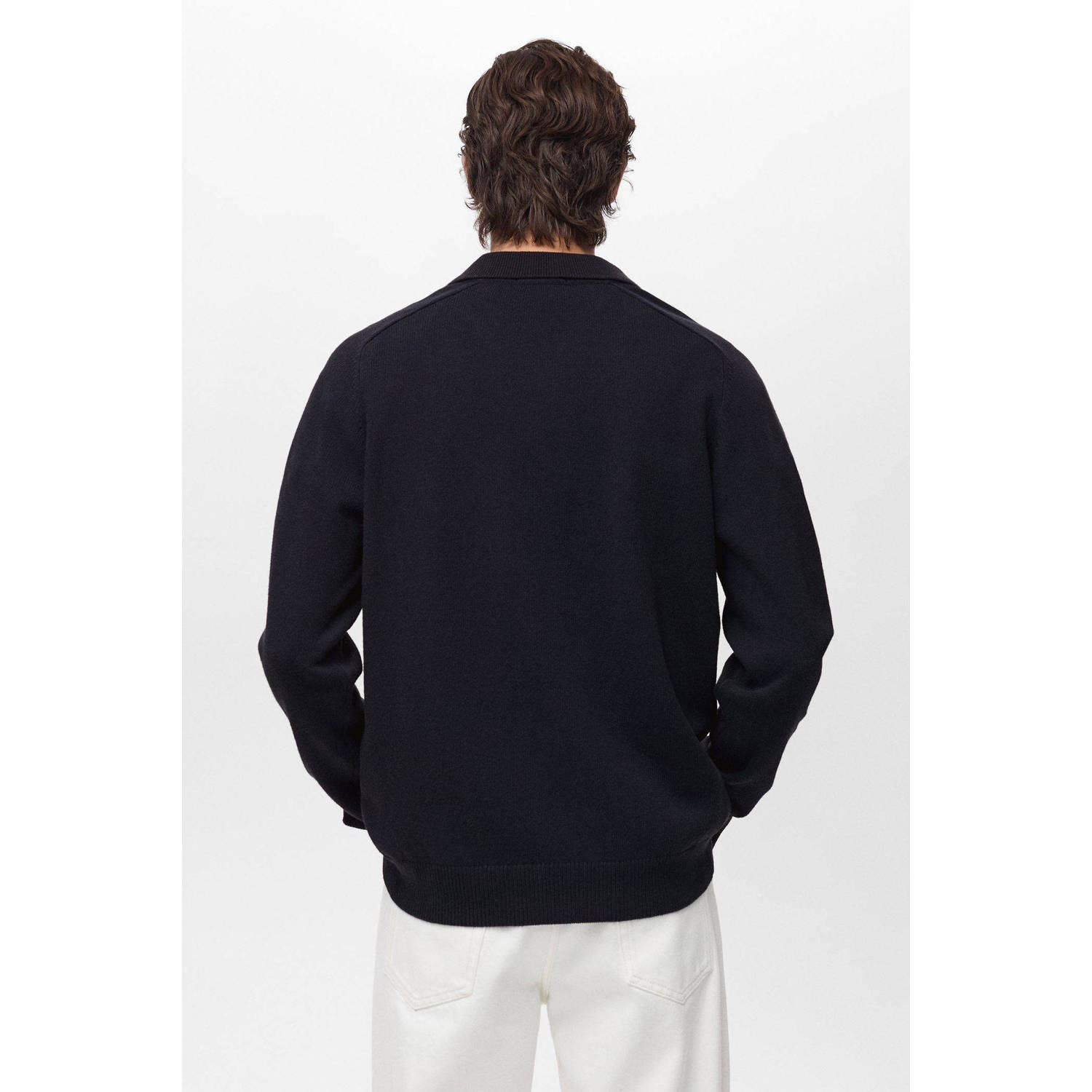 Mango Man trui grof gebreid donkerblauw