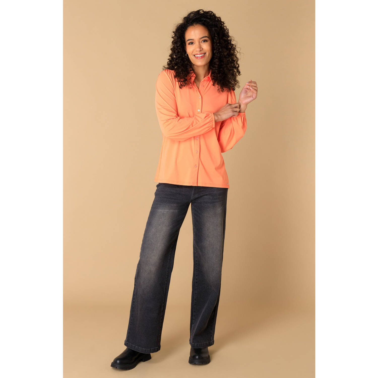 Ivy Beau blouse oranje travelstof