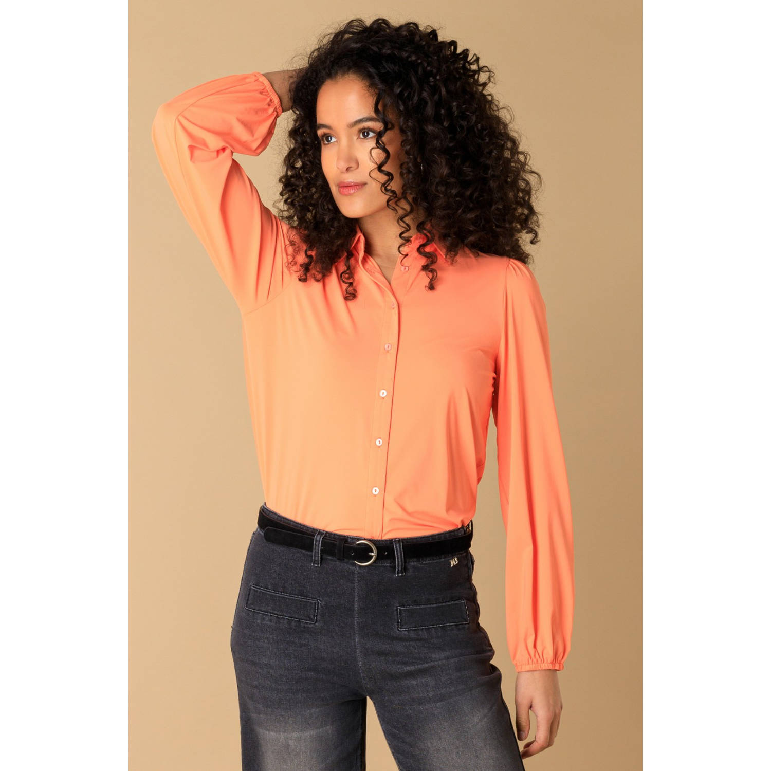 Ivy Beau blouse oranje travelstof