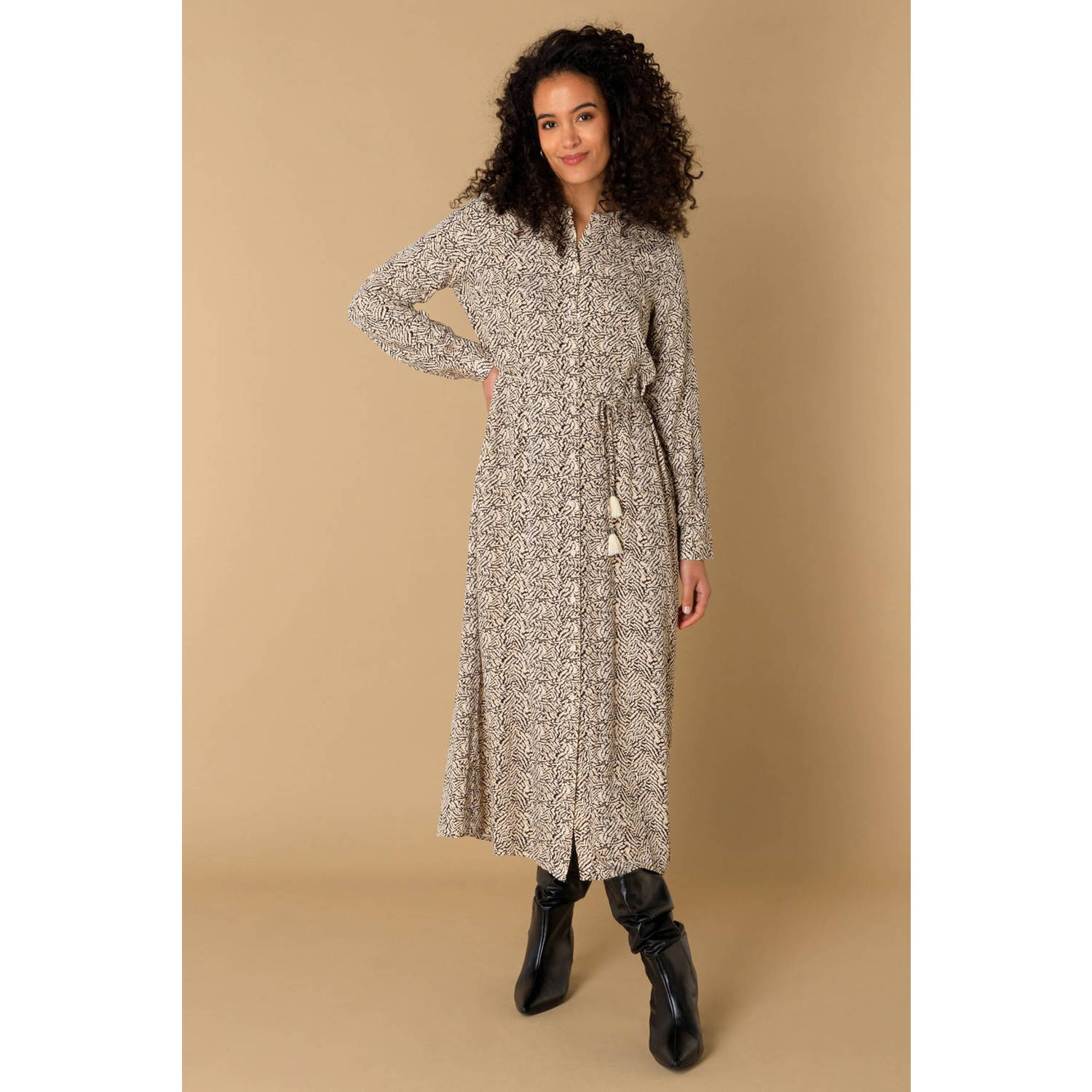 Ivy Beau midi jurk zand