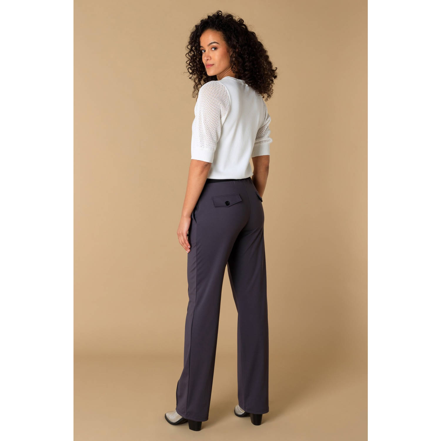Ivy Beau straight fit casual broek travelstof