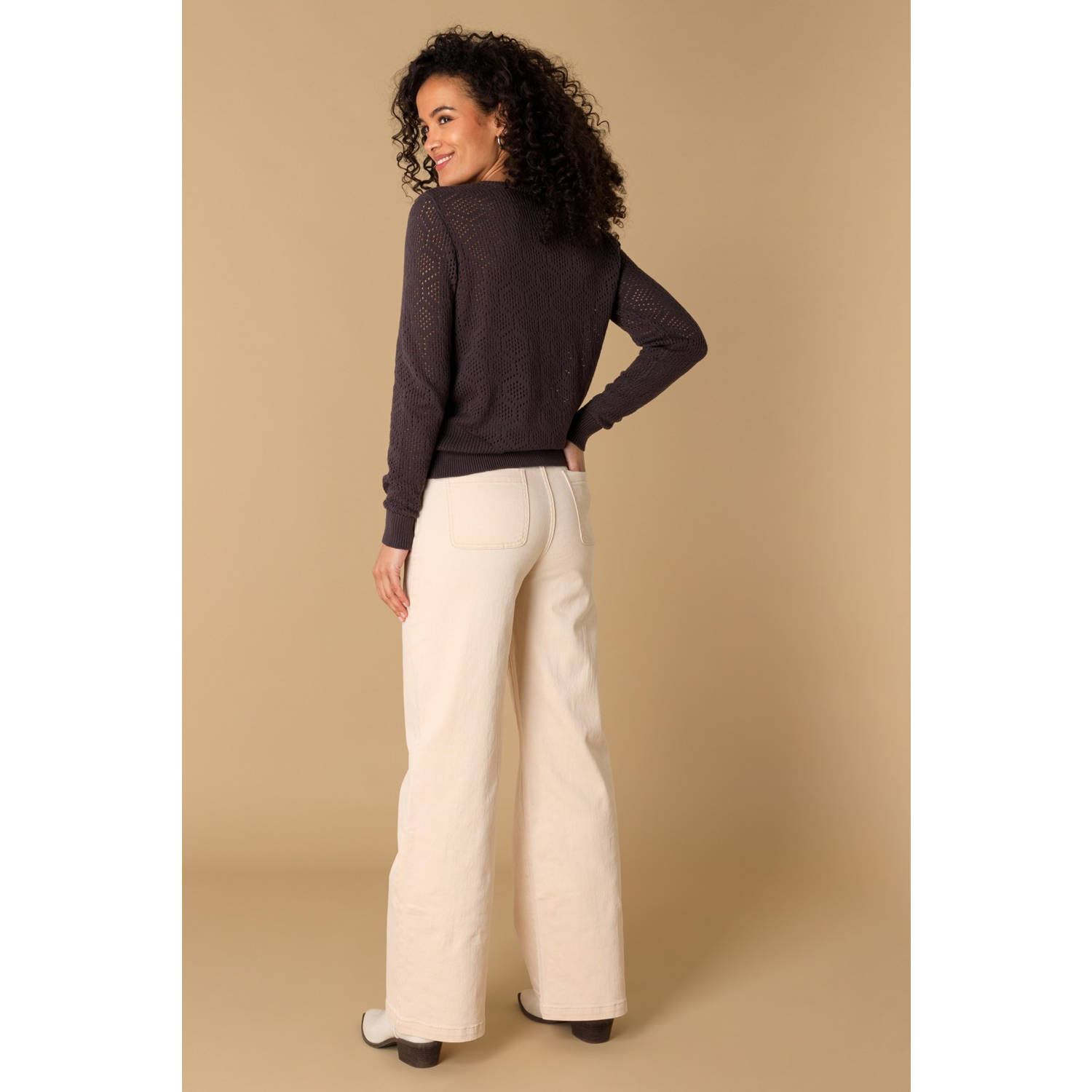 Ivy Beau pullover antraciet ajour