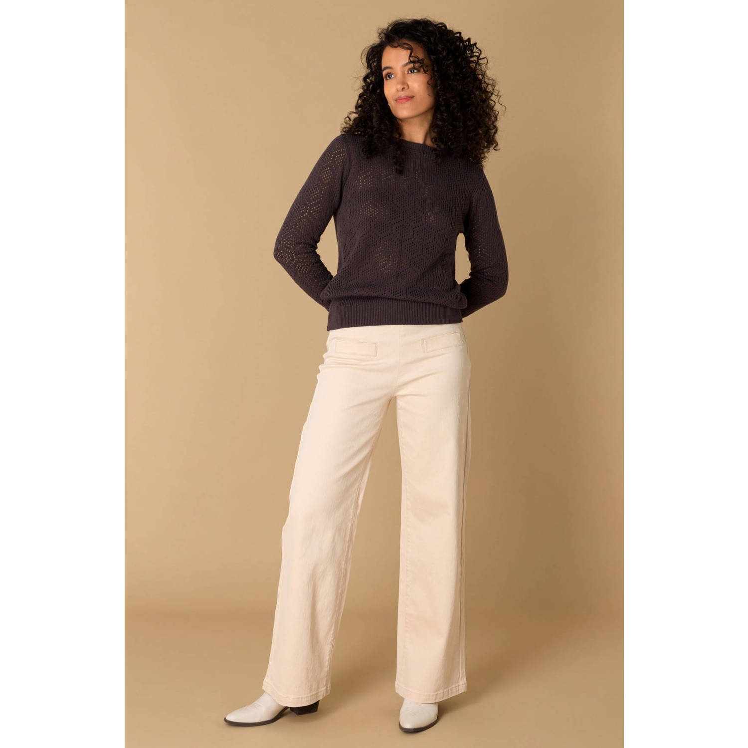 Ivy Beau pullover antraciet ajour