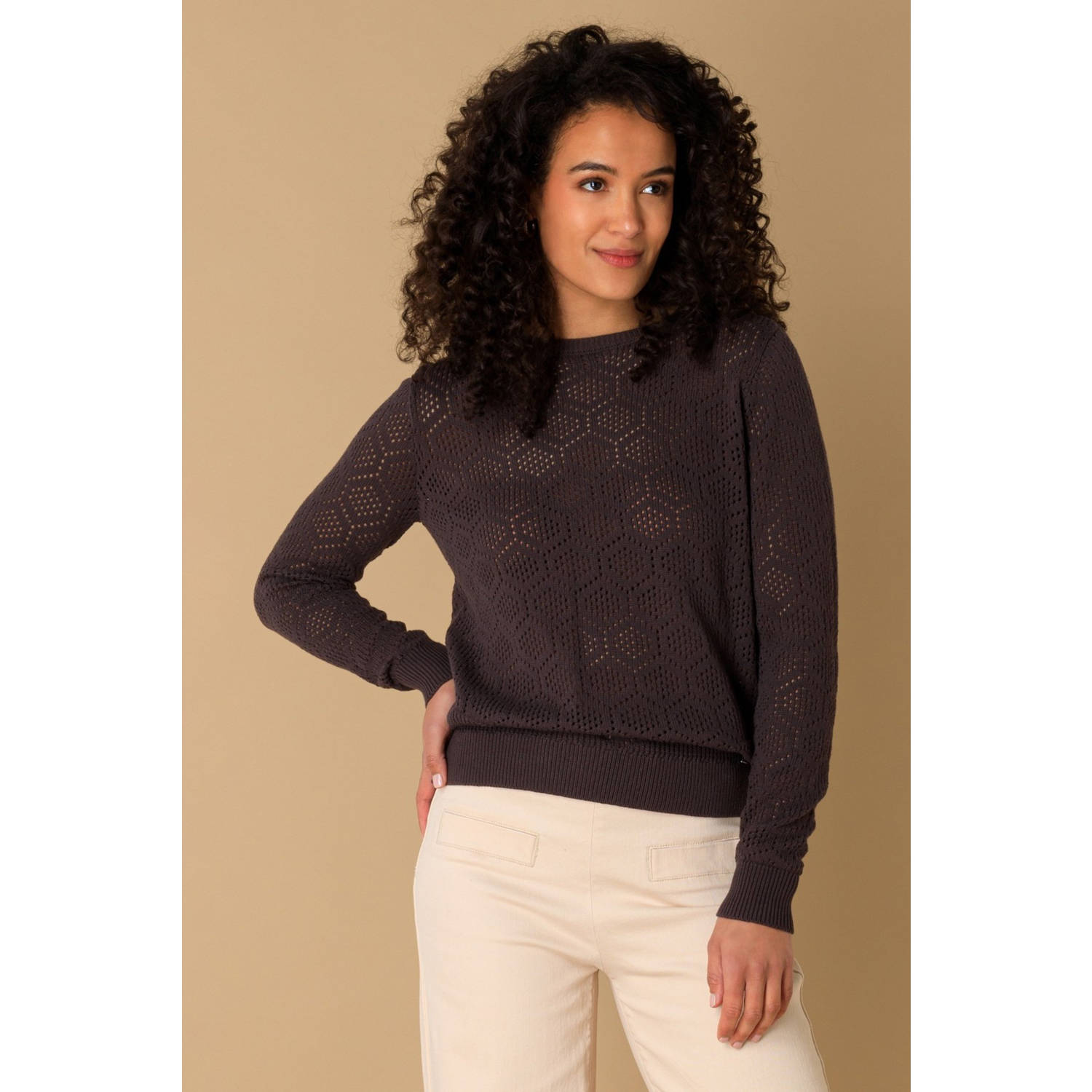 Ivy Beau pullover antraciet ajour