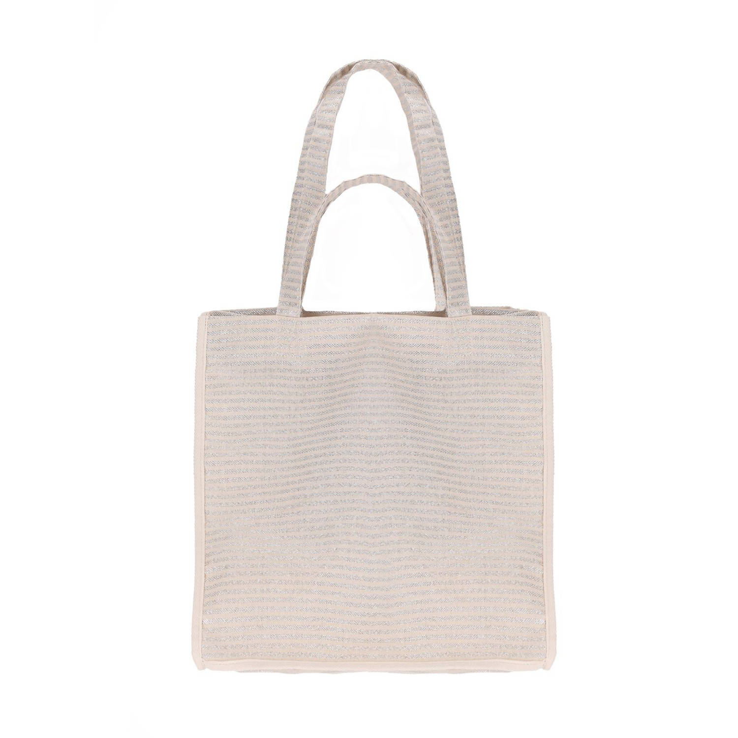 Manfield gestreepte shopper beige