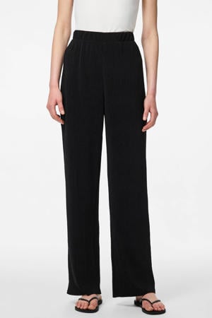 wide leg high waist broek zwart